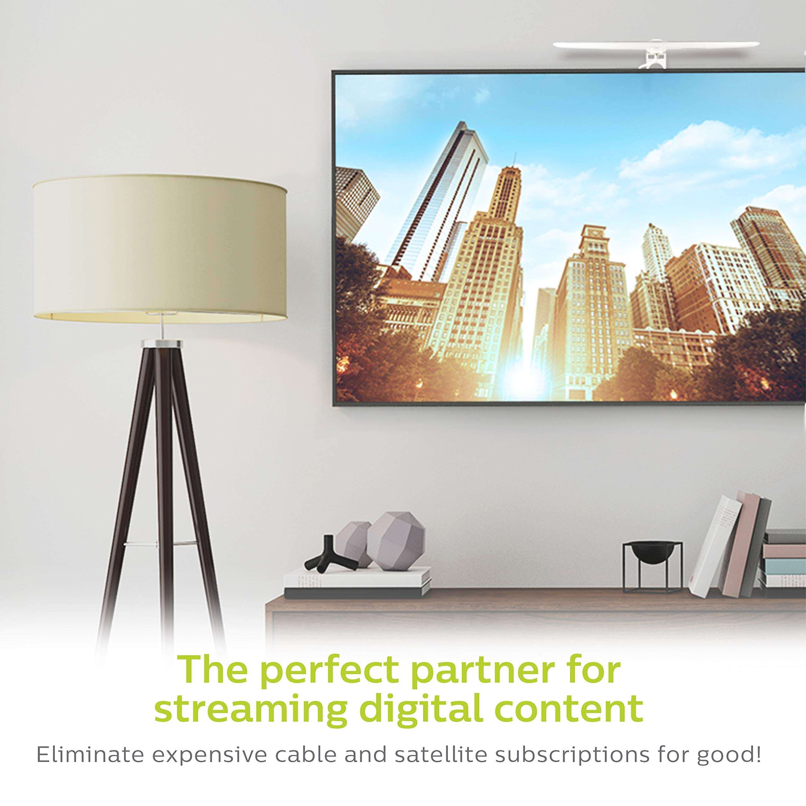 Philips Wing Mobile TV Antenna, Indoor Outdoor Attic Mount, Perfect for Tailgating and Camping, Long Range Antenna, Supports 4K 1080P VHF UHF, Compact Design, Smart TV Compatible, Black, SDV8412B/27 6