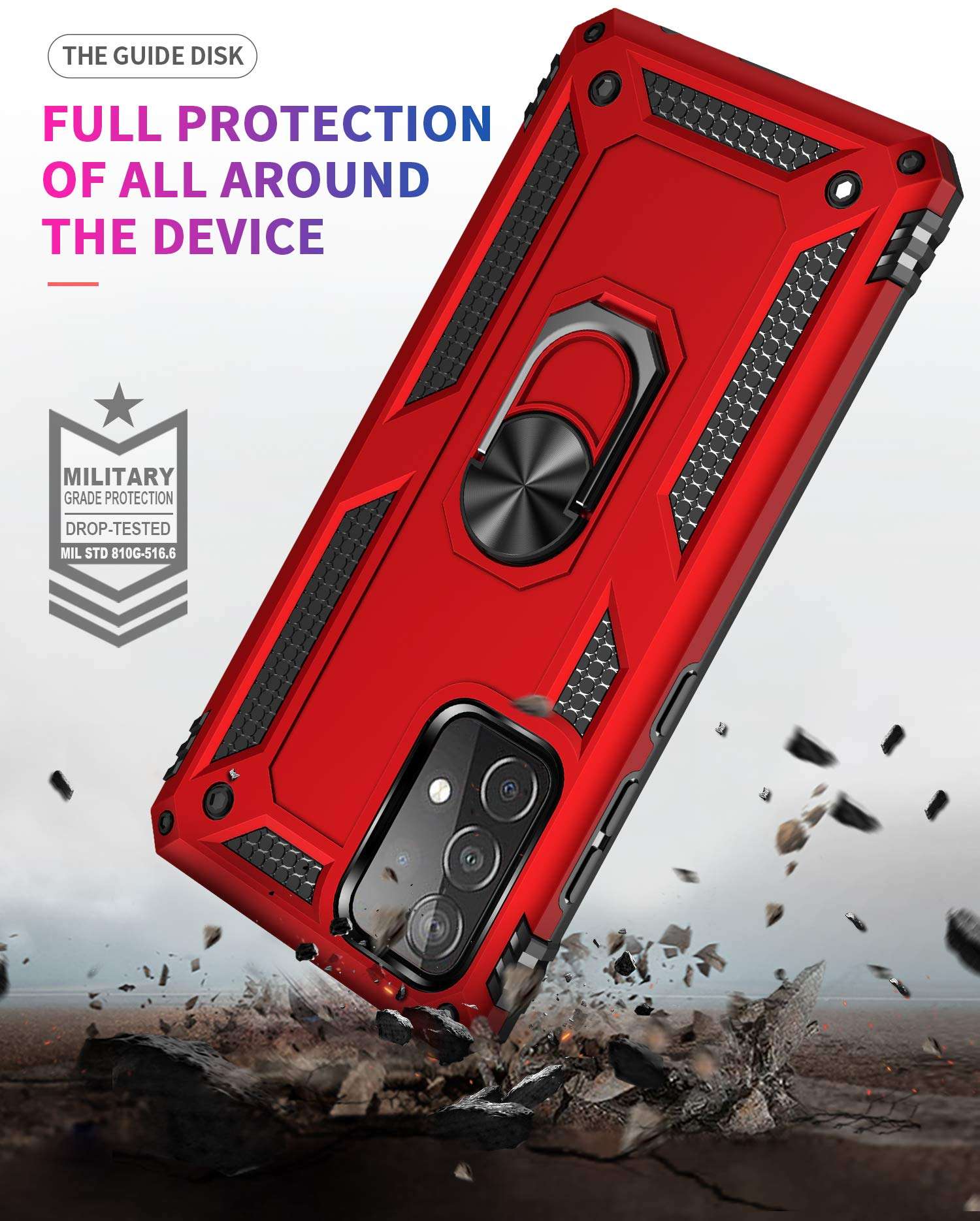 SunRemex Compatible with Samsung A52 5G Case with Tempered Glass Screen Protector Galaxy A52 5G Case Kickstand [ Military Grade ]. Drop Tested Protective Cover for Samsung A52 5G （2021）. (Red) 6