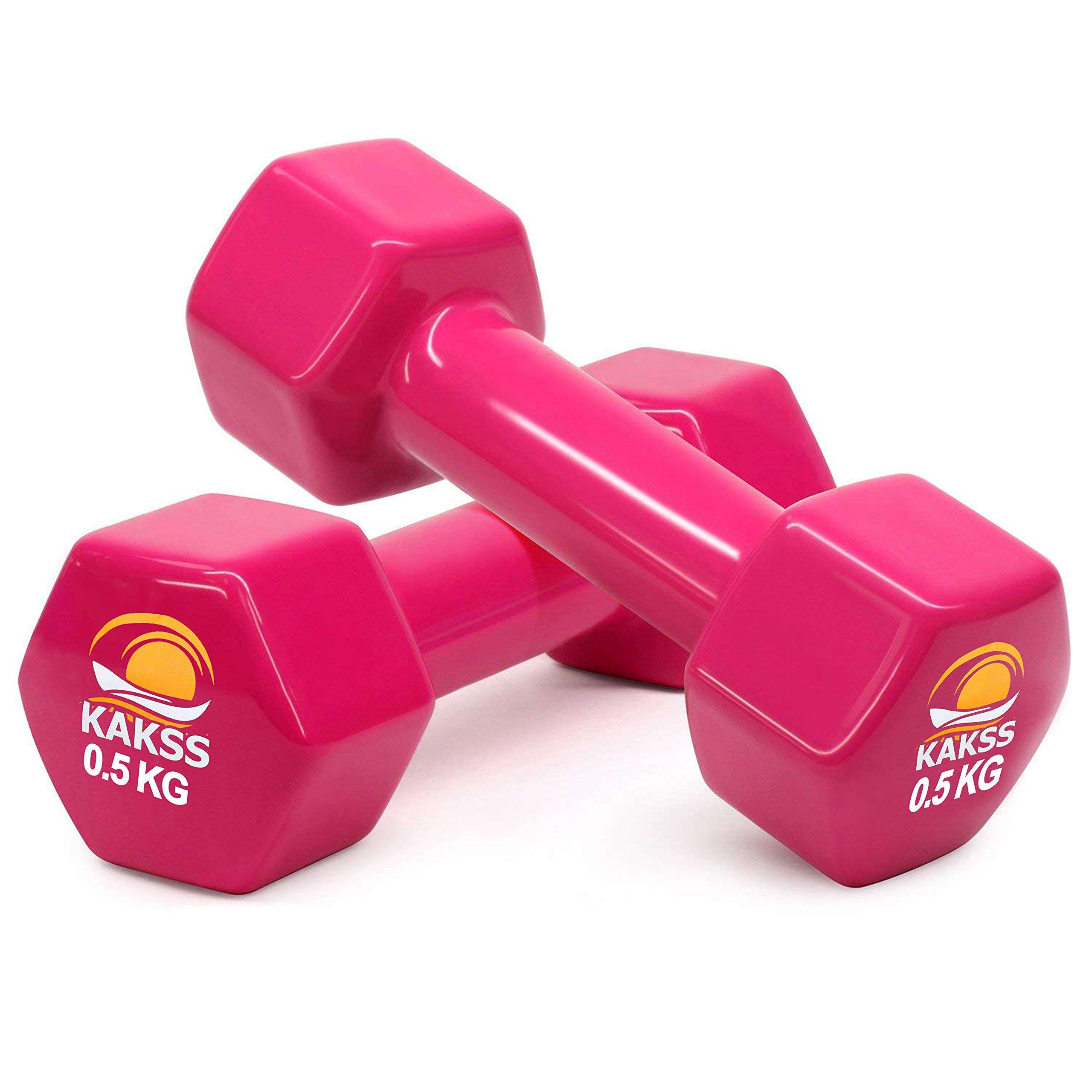 Kakss Cast Iron Vinyl Coated Dumbbells (0.5+ 0.5= 1 KG) 1