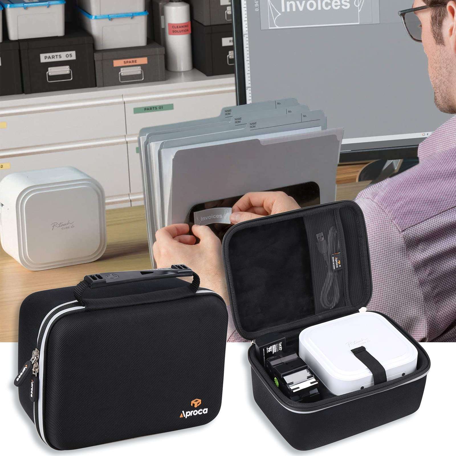 Aproca Hard Travel Storage Case, for Brother P-Touch Cube XP Label Maker PT- P910BT 5