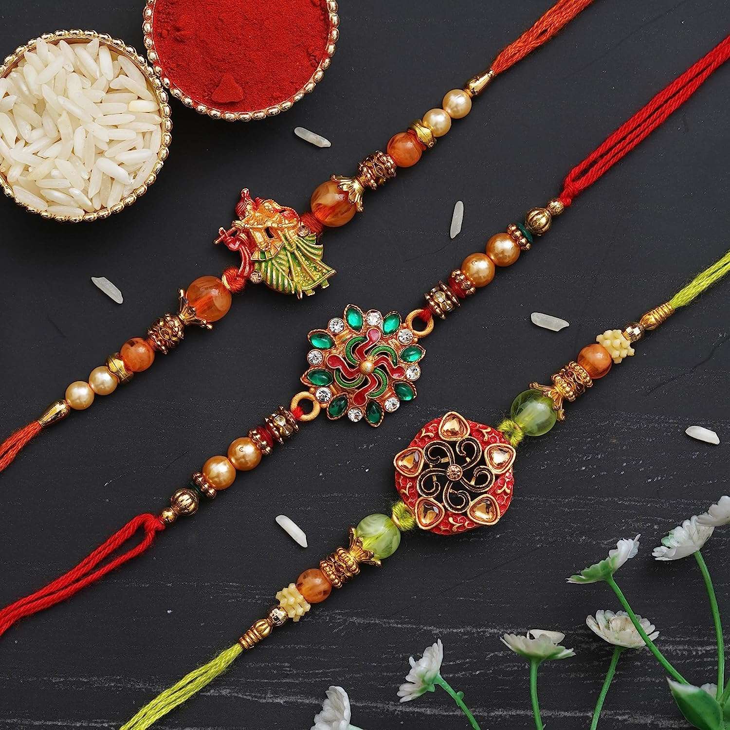 Webelkart |Premium Combo of 3 Rakhi Gift for Brother and Bhabhi and Kids with Kissing Duck Showpiece On Poverty, Rakshabandhan Gifts for Bhai Sister - Fancy Rakhi with Pair of Kissing Duck 3