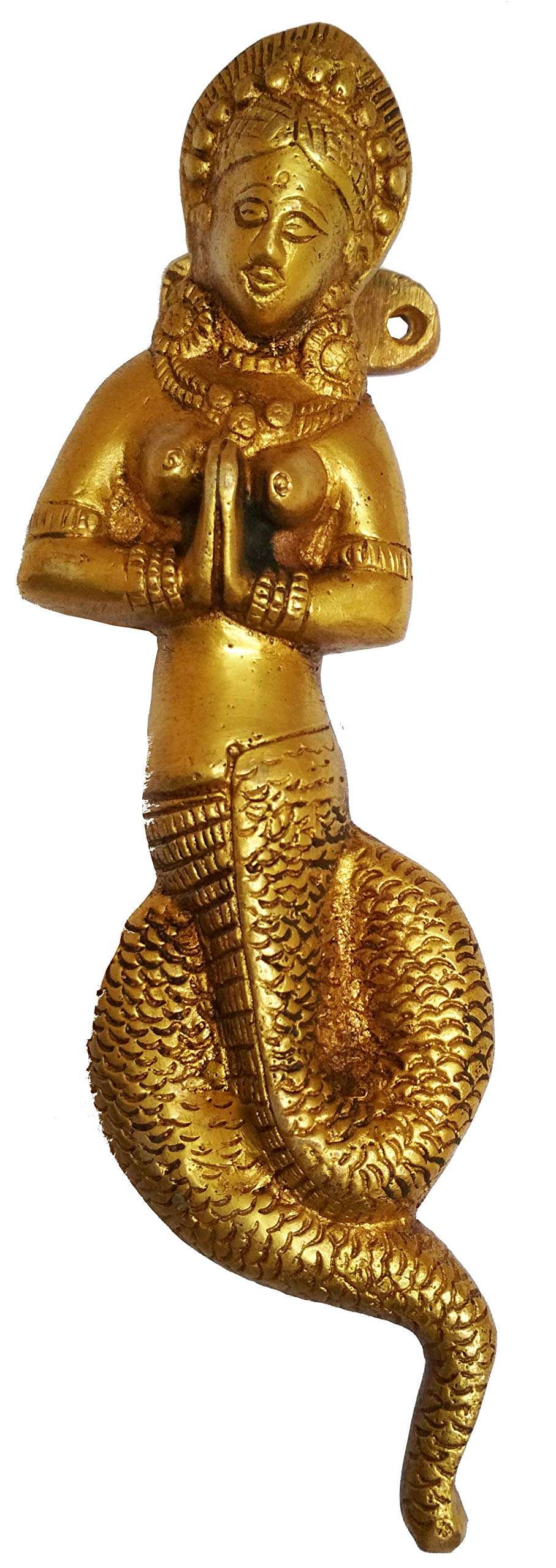 Purpledip Brass Door/Window/Cupboard Handle: 'Serpent Goddess' (11603) 2