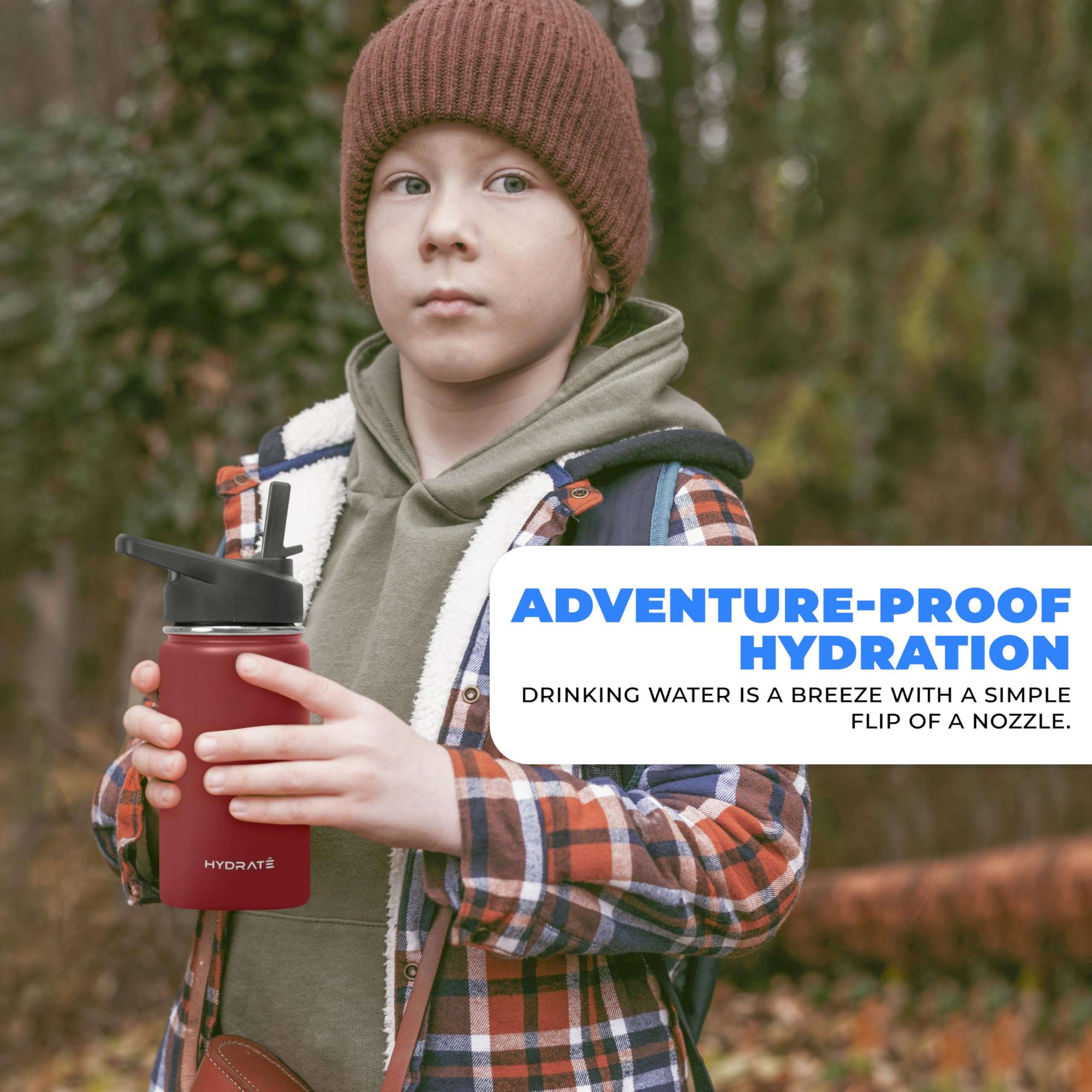 Hydrate Kids Stainless Water Bottle - Small Insulated Water Bottle for Kids - Spill Proof Lid - Double Wall Insulation for Cold & Warm Drinks - Kids Flask Water Bottle - Chili Pepper Style - 14oz 5