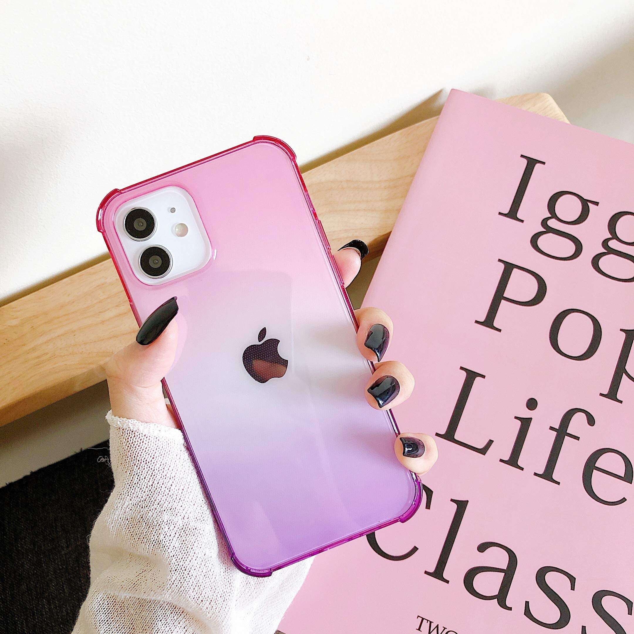 Hapitek Clear iPhone 11 Pro Max Case, Clear Hard Slim HD Transparent Shockproof Protective Cases Hard PC Back Cover + TPU Bumper Mobile Phone Case Compatible with iPhone 11 Pro Max 6.5" (Rose Purple) 3