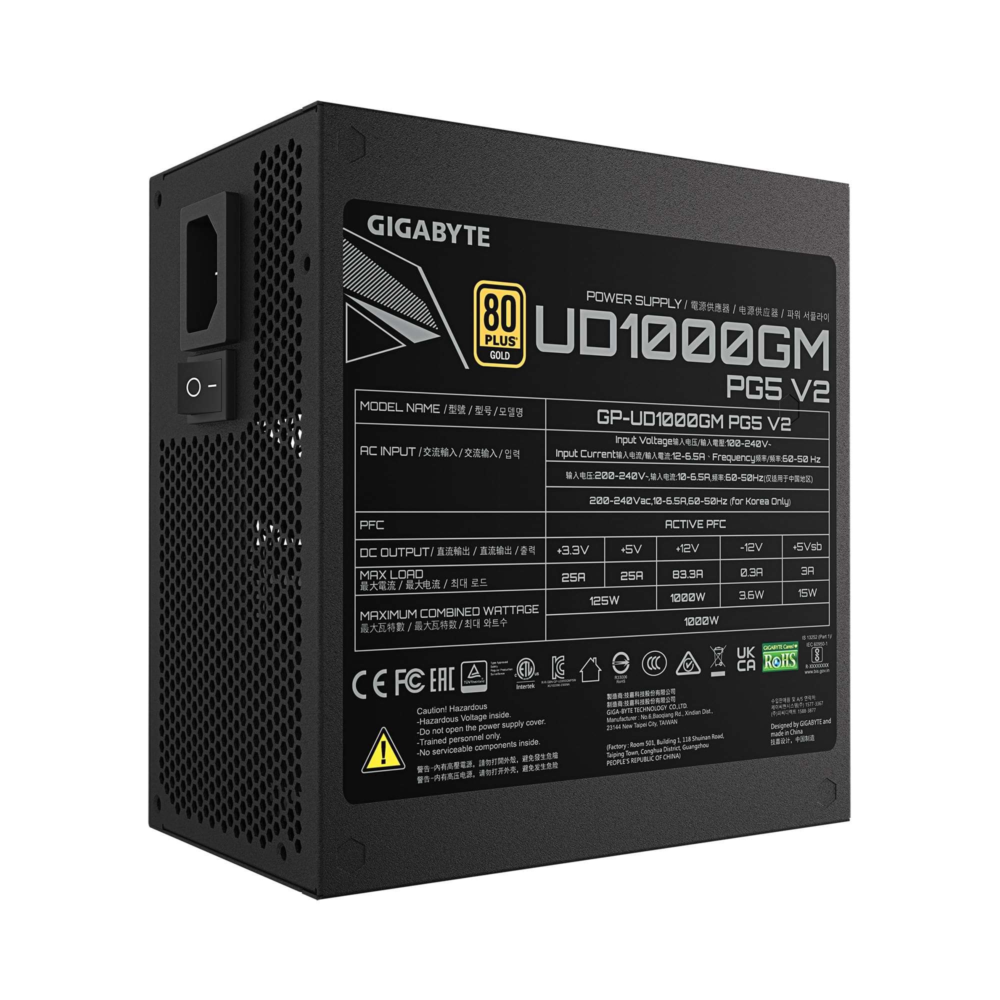 GIGABYTE UD1000GM PG5 V2-1000W 80 Plus Gold Certified - PCIe5.1 Ready - ATX3.1 - Fully Modular Power Supply (UD1000GM PG5 V2) 4