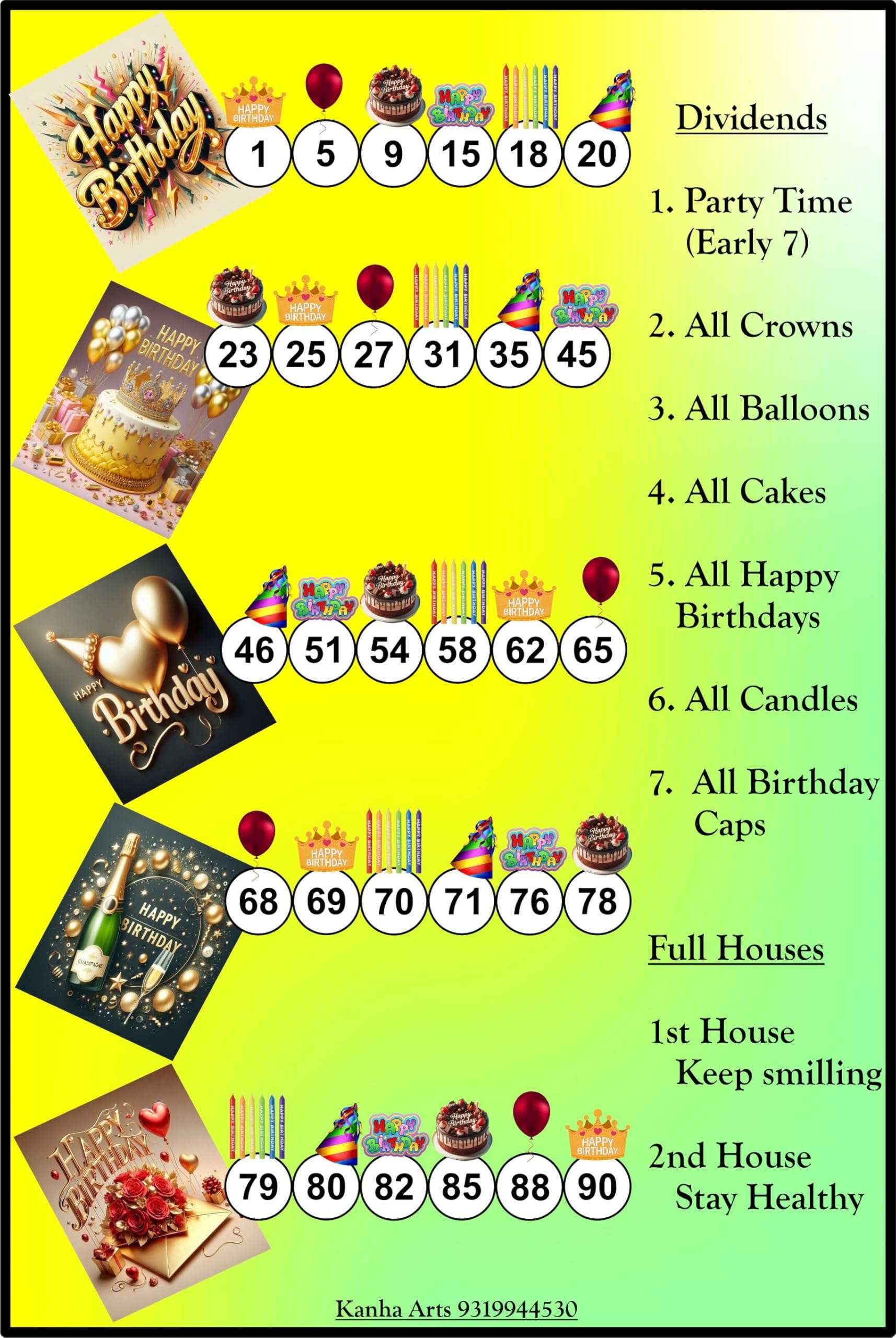 Kanha Arts Evil Eye Theme Tambola Ticket & Birthday Party Tambola Housie Durable Hard Card Sheet Material for Interactive Learning & Play 4