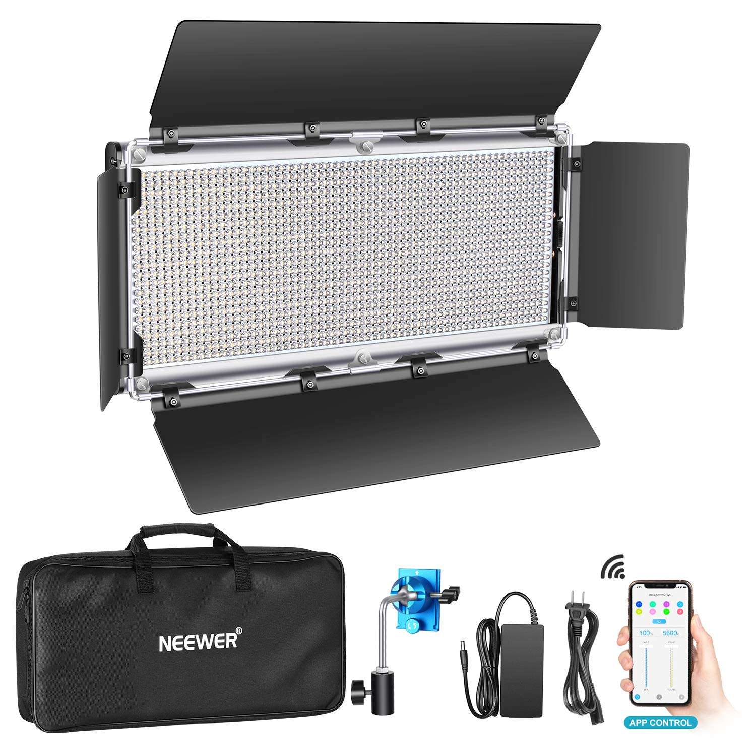 Neewer Advanced 1320 LED Dimmable Bi-Color Video Light with Barndoor 1