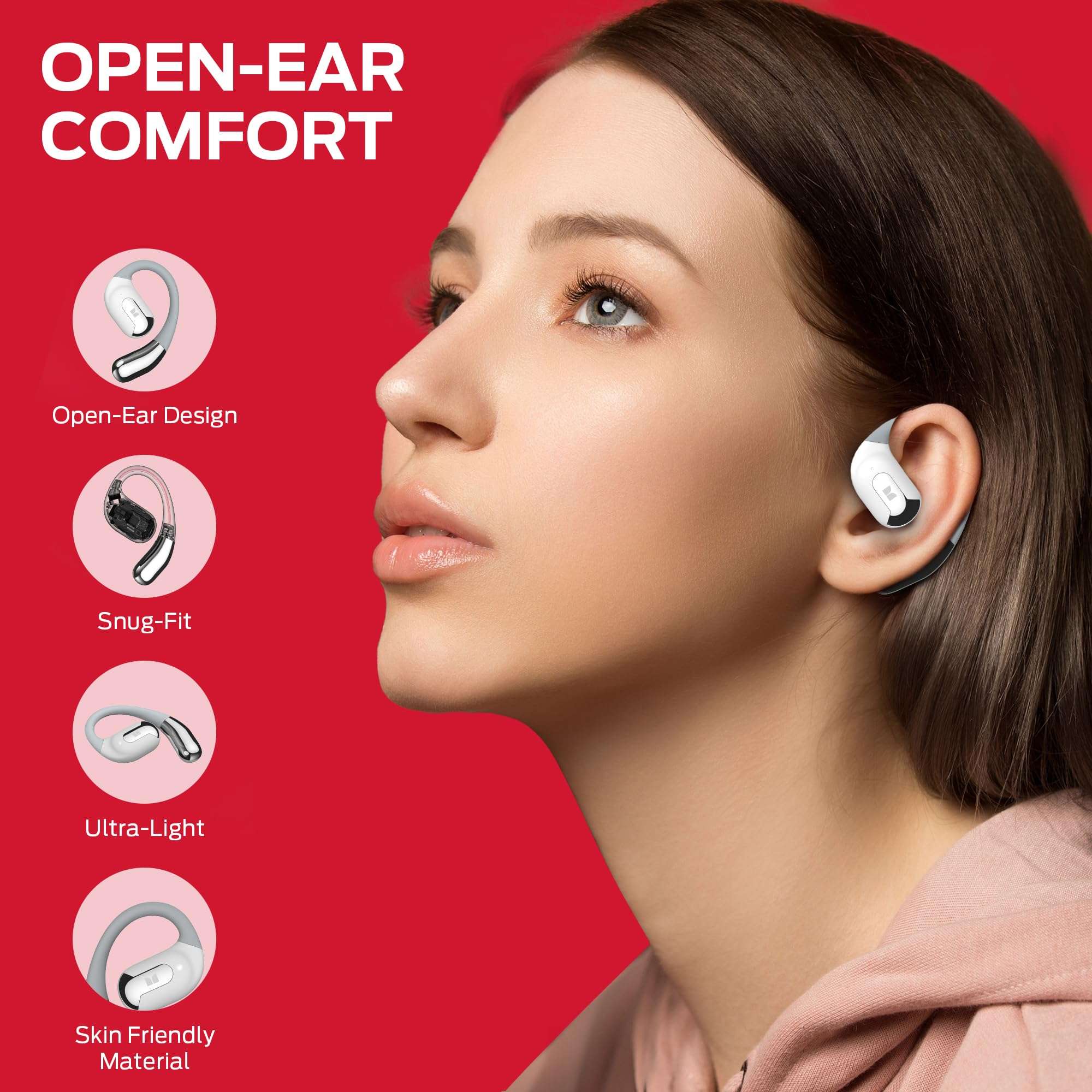 Monster Open Ear AC317 Headphones, Wireless Headphones with Stereo Sound, Bluetooth 5.4, 24H Playback, Crystal Clear Calls, Type-C Charging, Touch Control, Sweat Resistant Open Ear Wireless Earbuds 4
