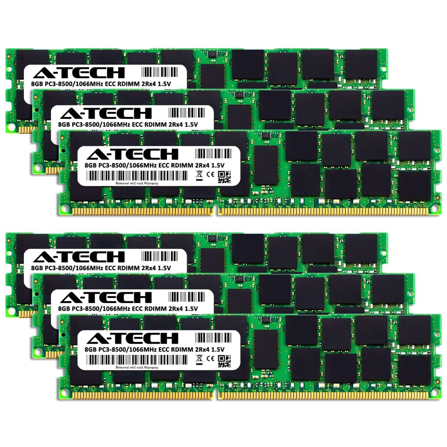 A-Tech 48GB (6x8GB) RAM for Dell PowerEdge R810, R810 II, R910, R910 II, M910, M910 II Servers | DDR3 1066MHz ECC-RDIMM PC3-8500 2Rx4 1.5V 240-Pin ECC Registered DIMM Server Memory Upgrade Kit 2