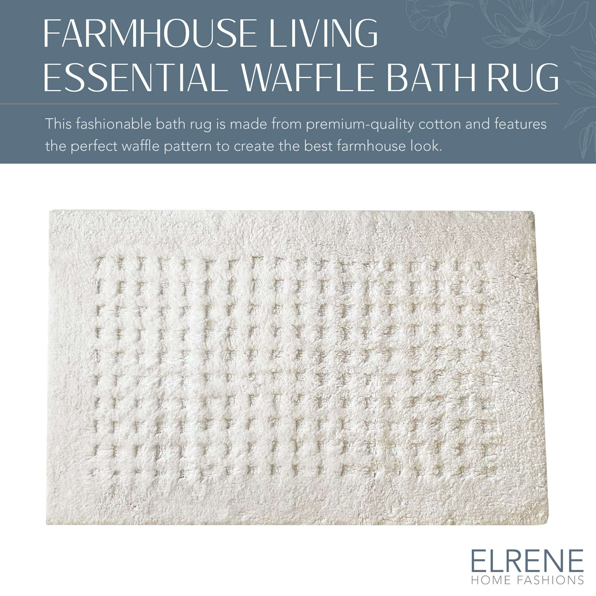 Elrene Home Fashions Essential Waffle Modern Soft Plush Absorbent Mat/Rug for Bath Tub, Shower, Vanity, or Sink, 20"x30", White 2