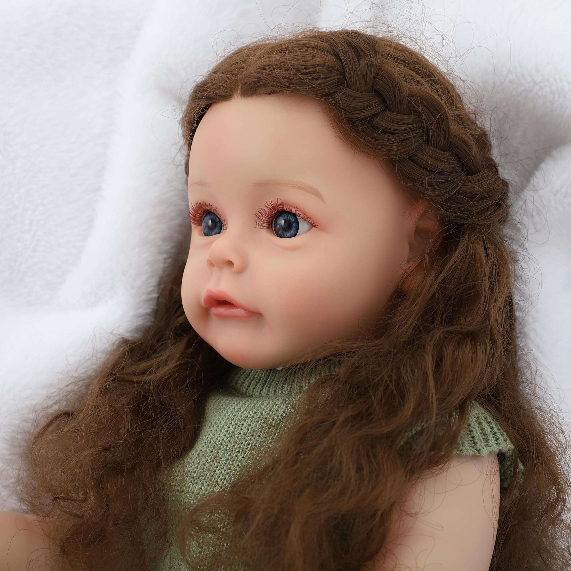 EIKIVAU Reborn Baby Dolls - 22 Inch Lifelike Soft Body Realistic Newborn Baby Dolls with Full Body Vinyl Blu Eyes Real Life Baby Dolls with Full Accessories & Gift Box for Kids Age 3+ 1