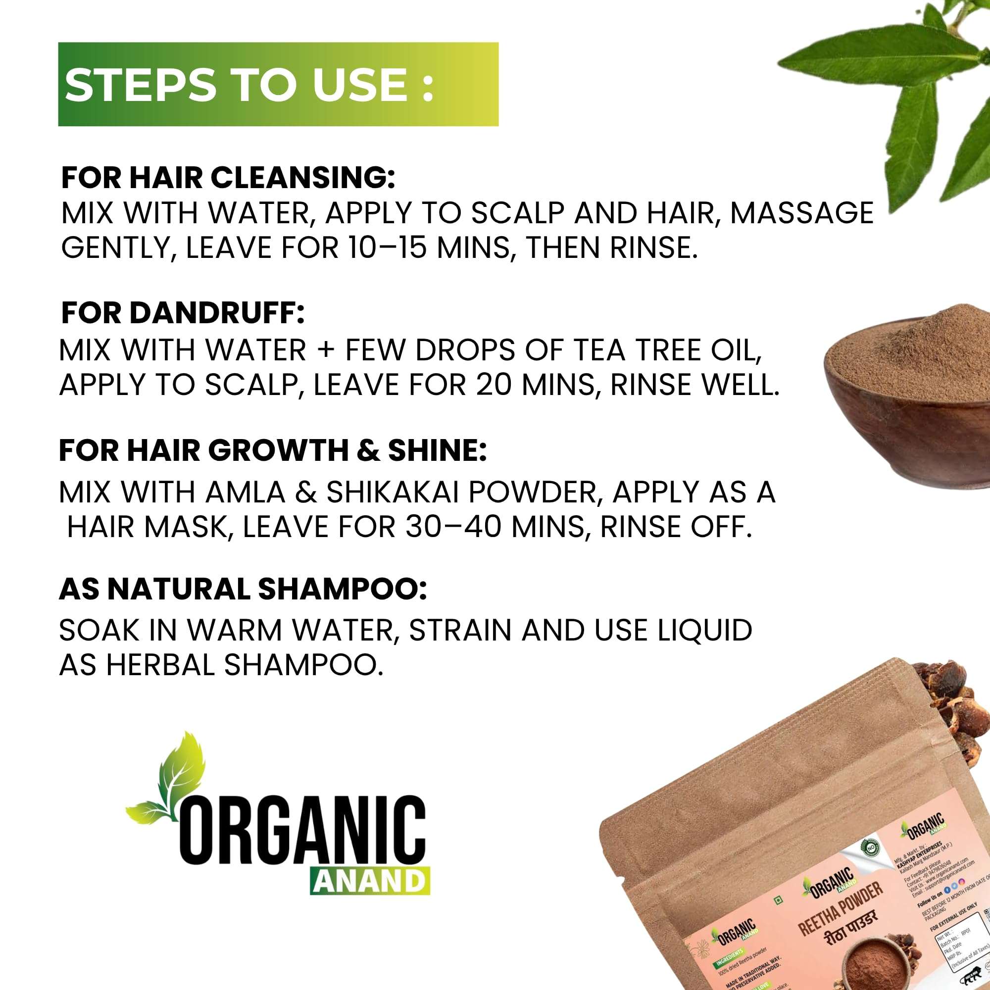 Organic Anand Soapnut / Aritha / Reetha Powder 200 Grams For Hair Care | Natural | No Added Preservatives and Additives | Sapindus Mukorossi Powder, Antuvala pudi / Kunkudukaya Podi 4