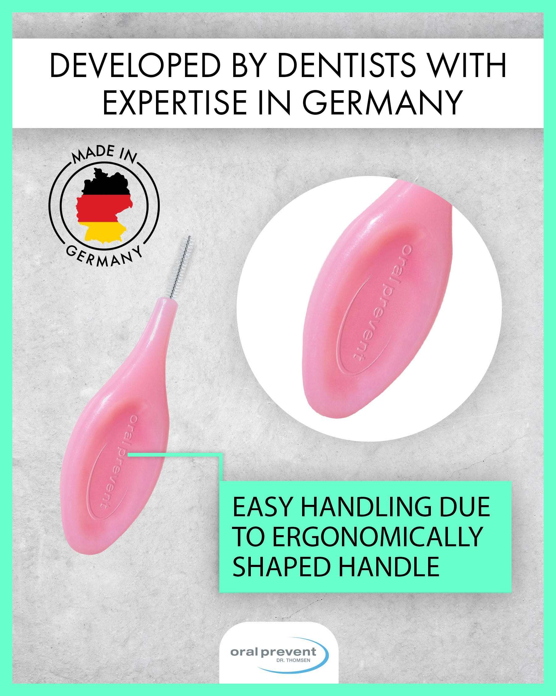 Oral Prevent 24 Pieces interdental Brushes - Tooth Cleaning for The interdental Spaces - Proxy Brushes - Tartar/Caries Prevention (0.40 mm, Pink) 2