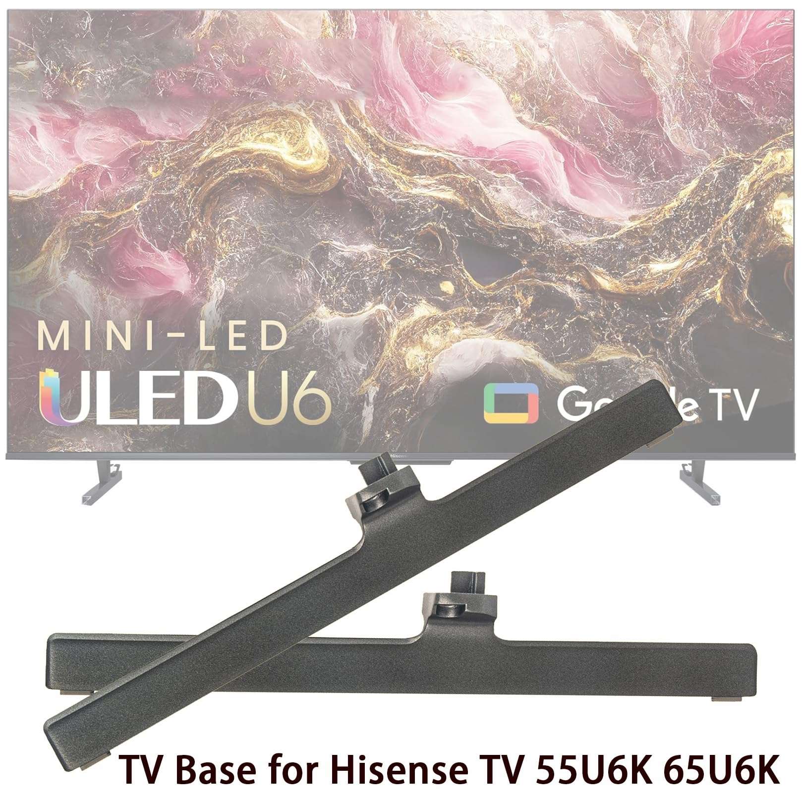 Replacement TV Base Stand L-2412-01 R-2412-01, Fit for Hisense U6 Series Mini-LED ULED 4K Gccgle TV 55U6K 65U6K 3