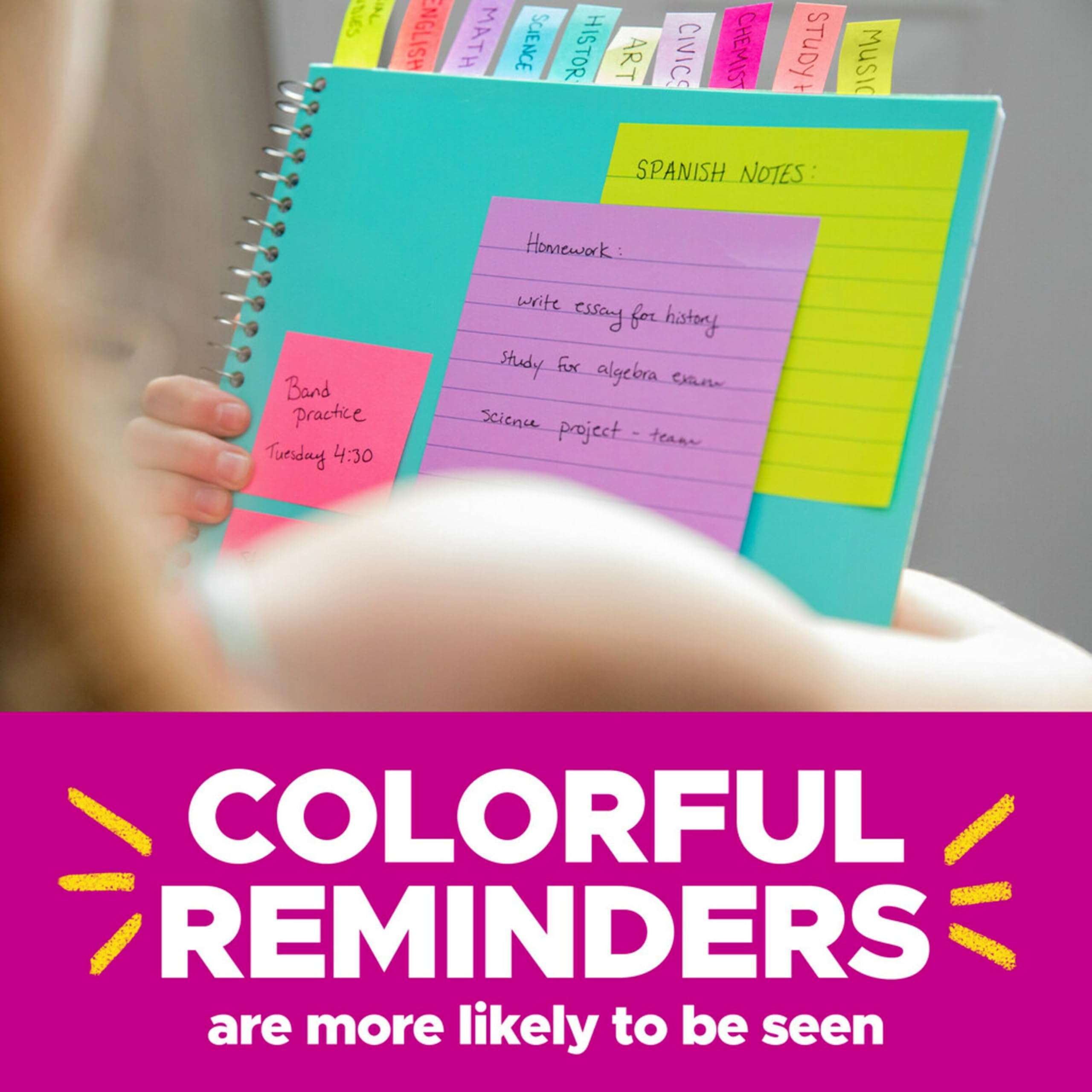 Post-it Super Sticky Lined Notes, 6 Sticky Note Pads, 4 x 4 in., School Supplies, Office Products, Sticky Notes for Vertical Surfaces, Monitors, Walls and Windows, Energy Boost Collection 6