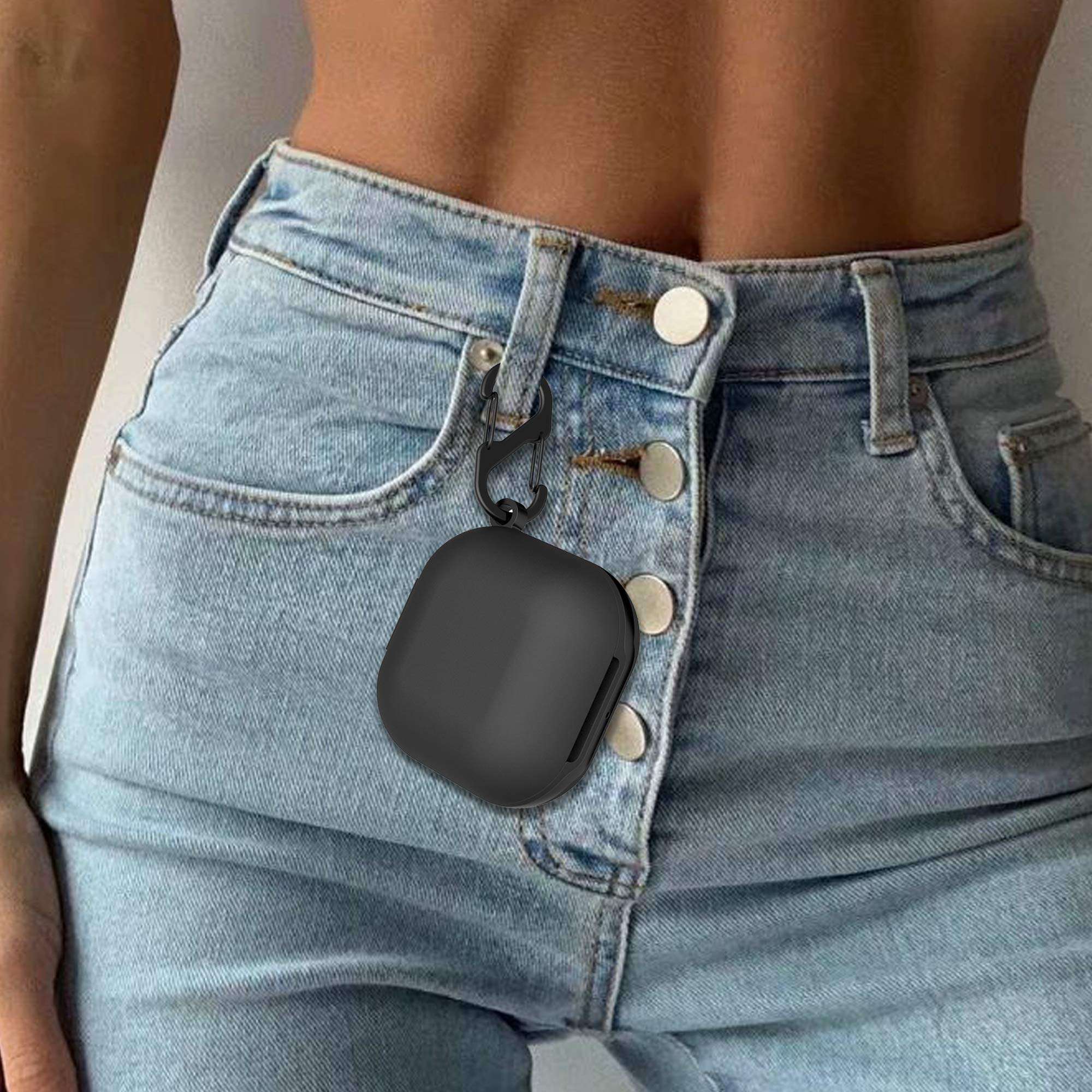 Geiomoo Compatible with Galaxy Buds Pro/Galaxy Buds Live Silicone Carrying Case, Portable Scratch Shock Resistant Cover (Black) 5