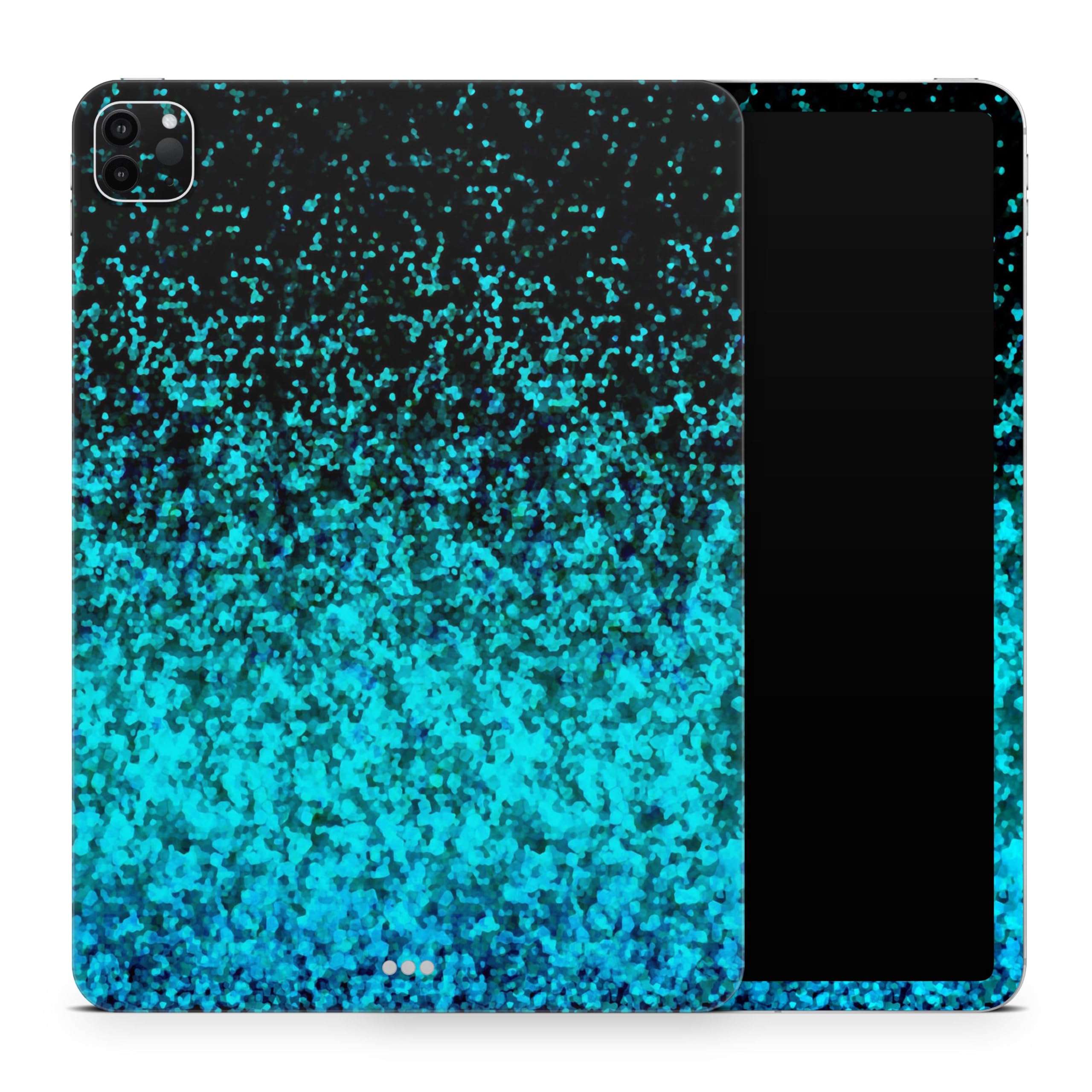 DesignSkinz - Compatible with iPad Pro 10.5" - Skin Decal Protective Scratch Resistant Vinyl Wrap - Black and Turquoise Unfocused Sparkle Print 1