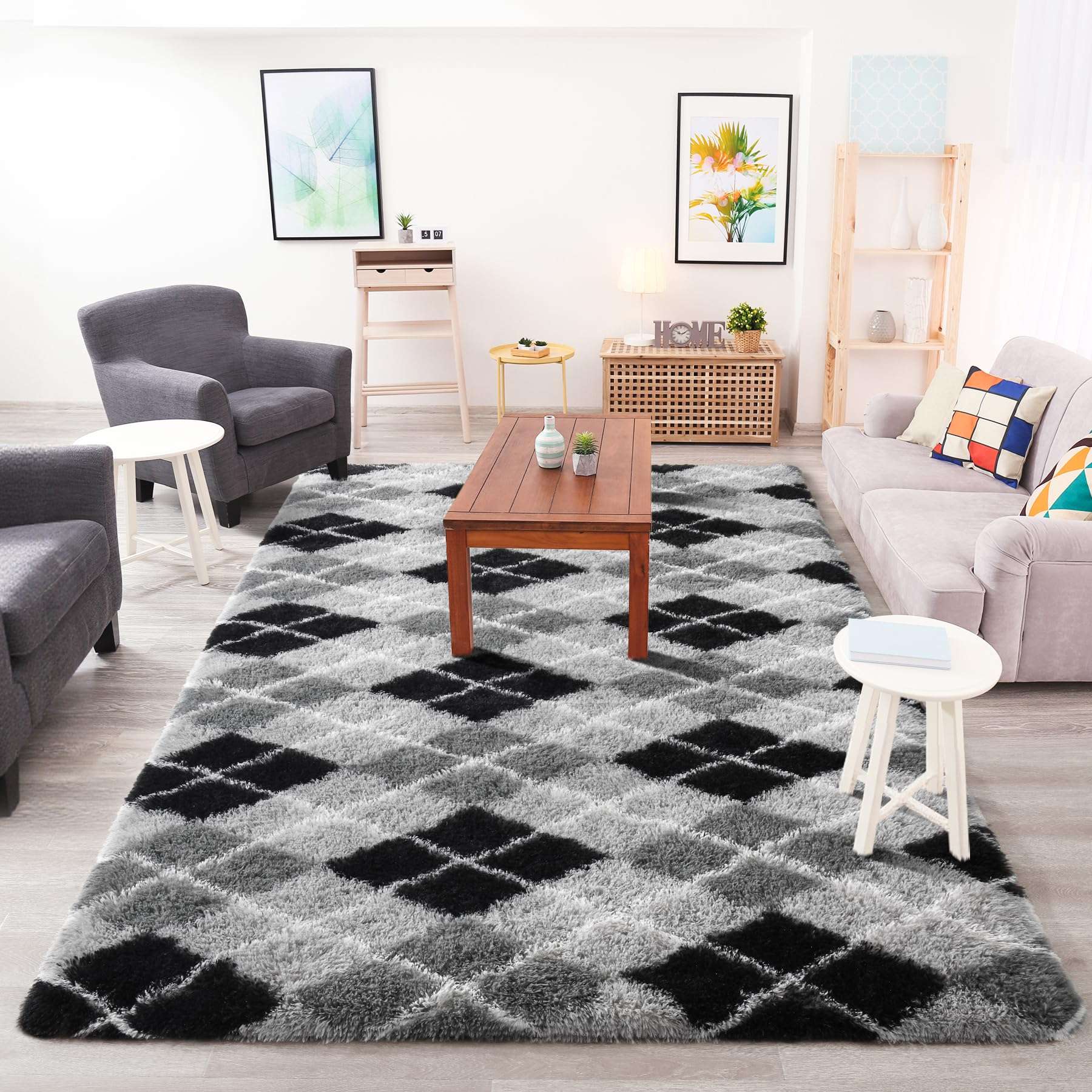 Chicrug Cute Rainbow Area Rugs for Girls Bedroom, 5x8 Feet Fluffy Kids Rug for Room Decor, Shag Soft Dorm Bedside Playroom Carpet for Baby Nursery Room 4