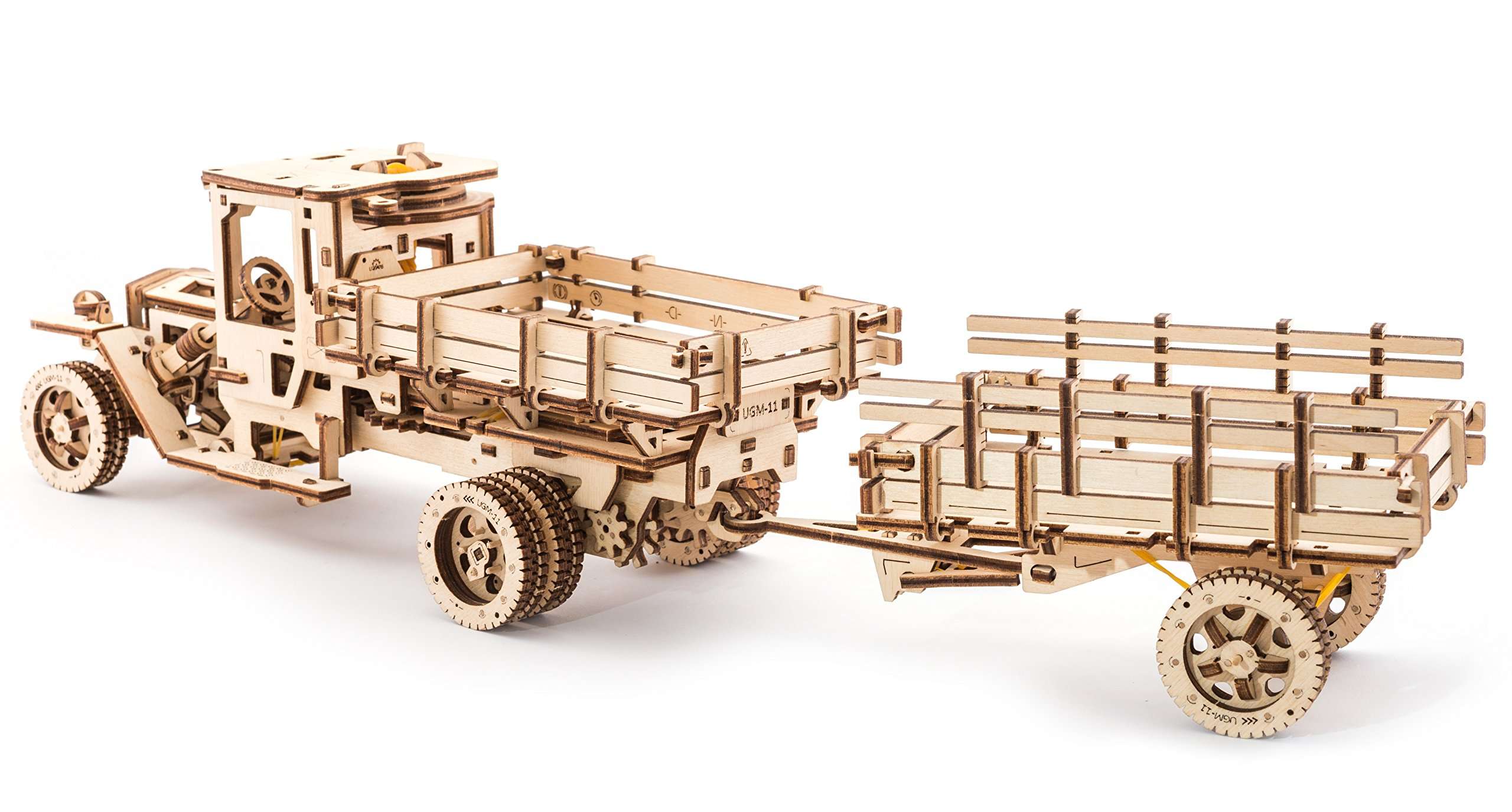 Ugears Combo Offer 2 in 1 – Truck UGM-11 + Set of Additions for Truck UGM-11 | STEM Learning DIY Kits for Adults - Wooden Truck, Tanker, Trailer and Fire Ladder Construction Set Puzzles for Kids 4