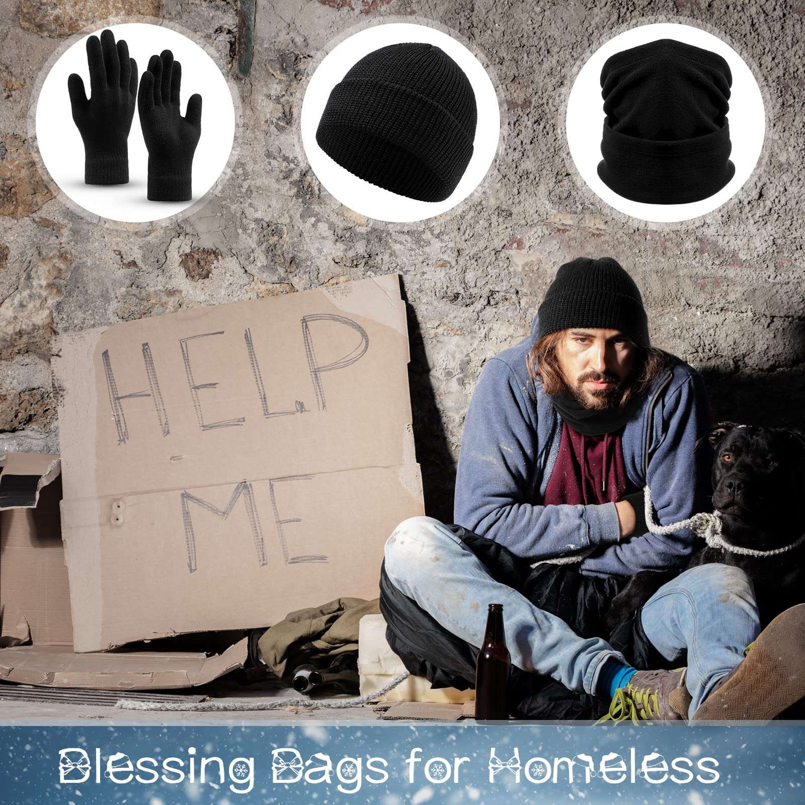 Foaincore 108 Pcs Winter Beanie Hat Gloves Neck Warmer Set Unisex Warm Hat Donation Charity Care Bundle for Homeless 5