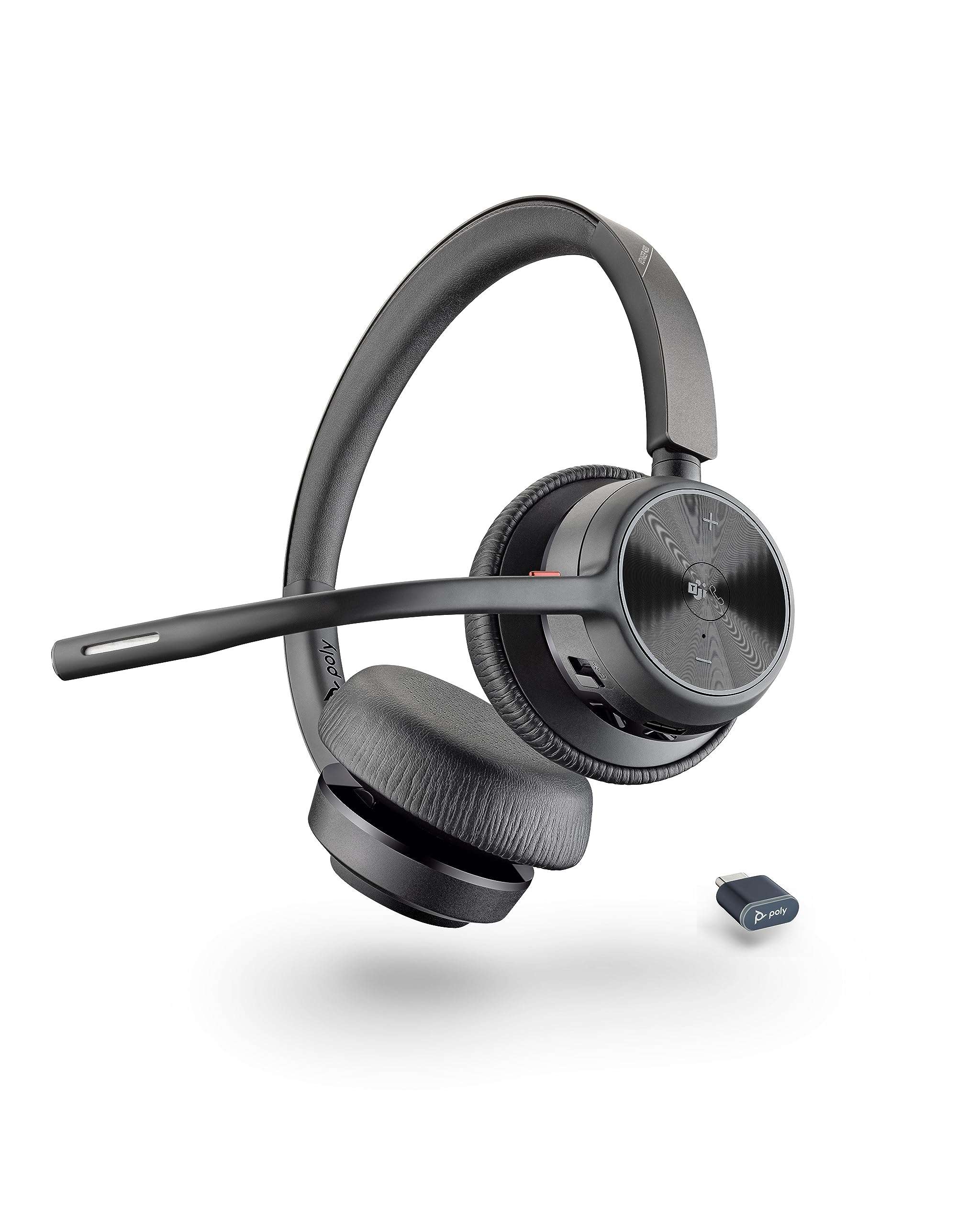 Poly (Plantronics) Voyager 4320 Wireless Headset, Over-Ear w/Noise-canceling mic, 162g, Connect to Mobile/Tablet via Bluetooth and PC via USB-A/C, Works with Teams, Zoom, and More, Black, 8G107AA 1