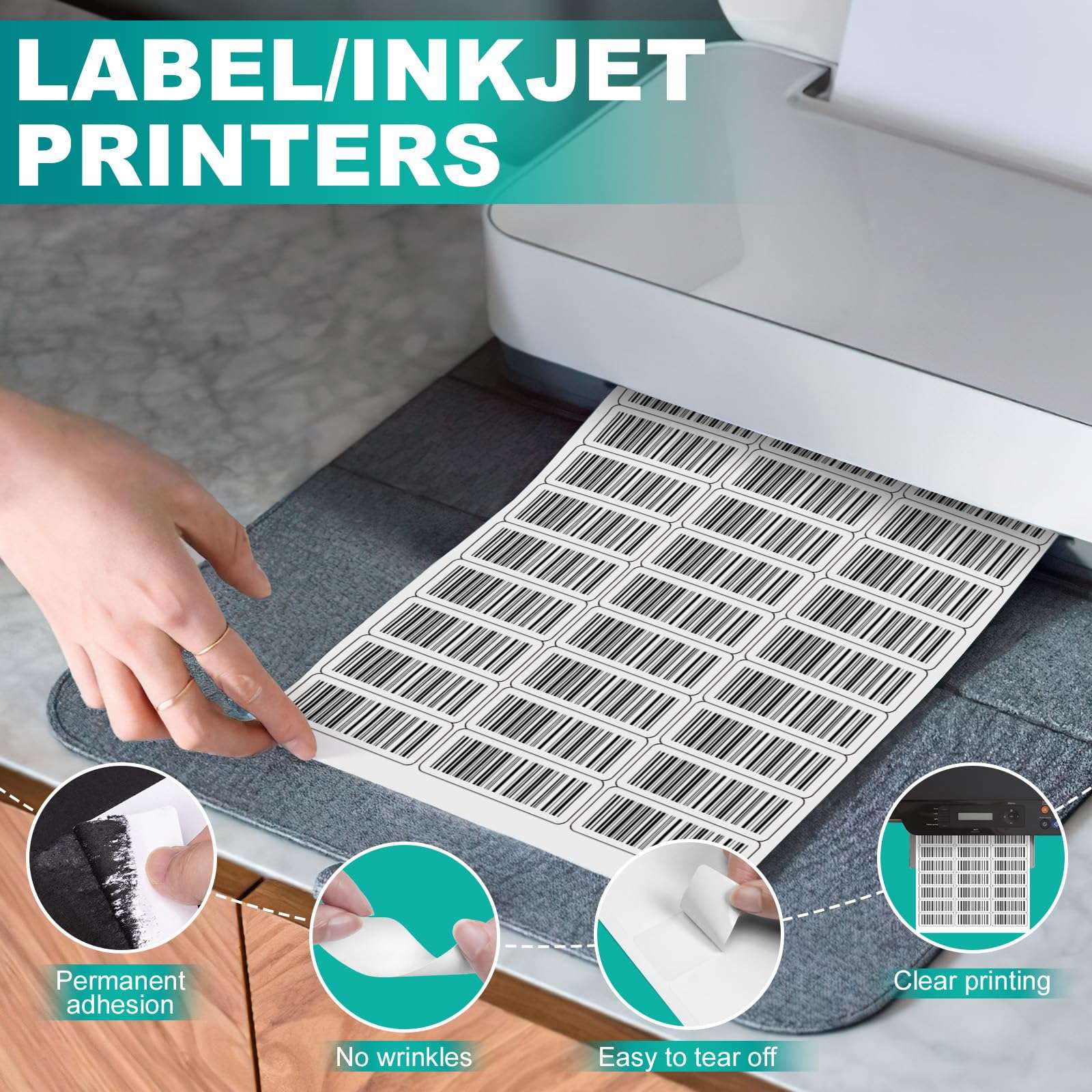 Address Labels 1’’x2-5/8’’ Stikcer Paper 30-UP 25 Sheets for Laser/Inkjet Printer Matte 750 White Blank Printable Labels on 8.5x11 Inch for Mailing, Shipping, and Organizing 4