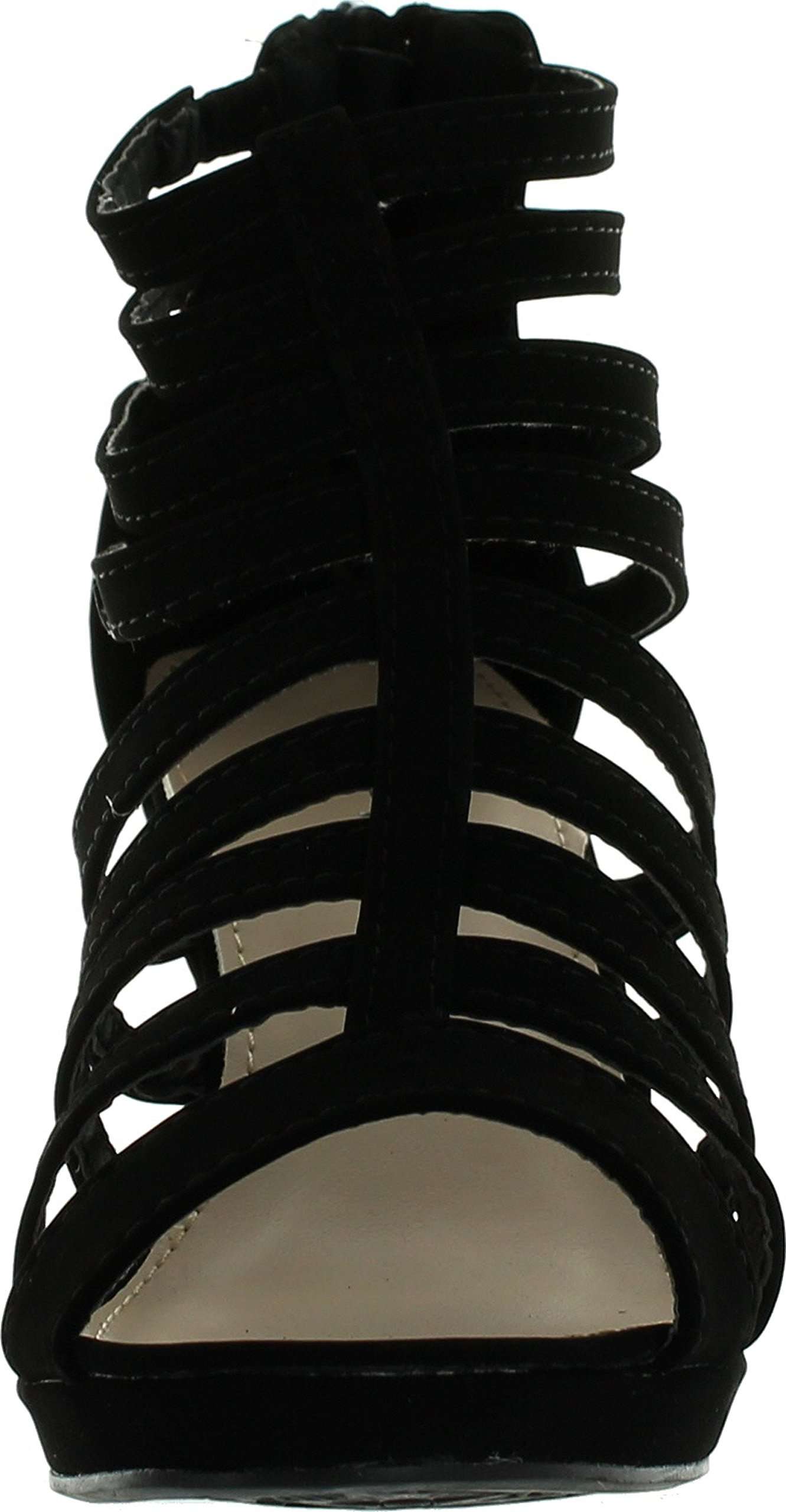 TOP Moda Womens Gladiator Inspired Bird Cage Strappy Wedge Sandals Black 6.5 3