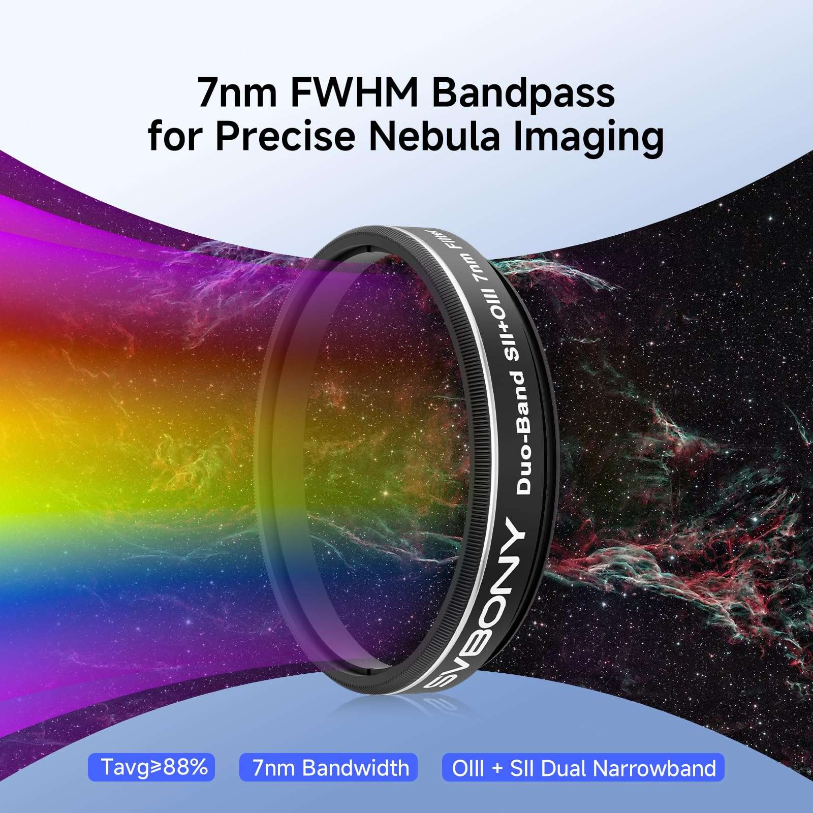 SVBONY SV220 Telescope Filter, SII & OIII 7nm Dual-Band 1.25" Nebula Filter, High Transmission Cut-Off Depth OD5, Use with One-Shot Color Camera, Reduce Light Pollution for Astrophotography 3