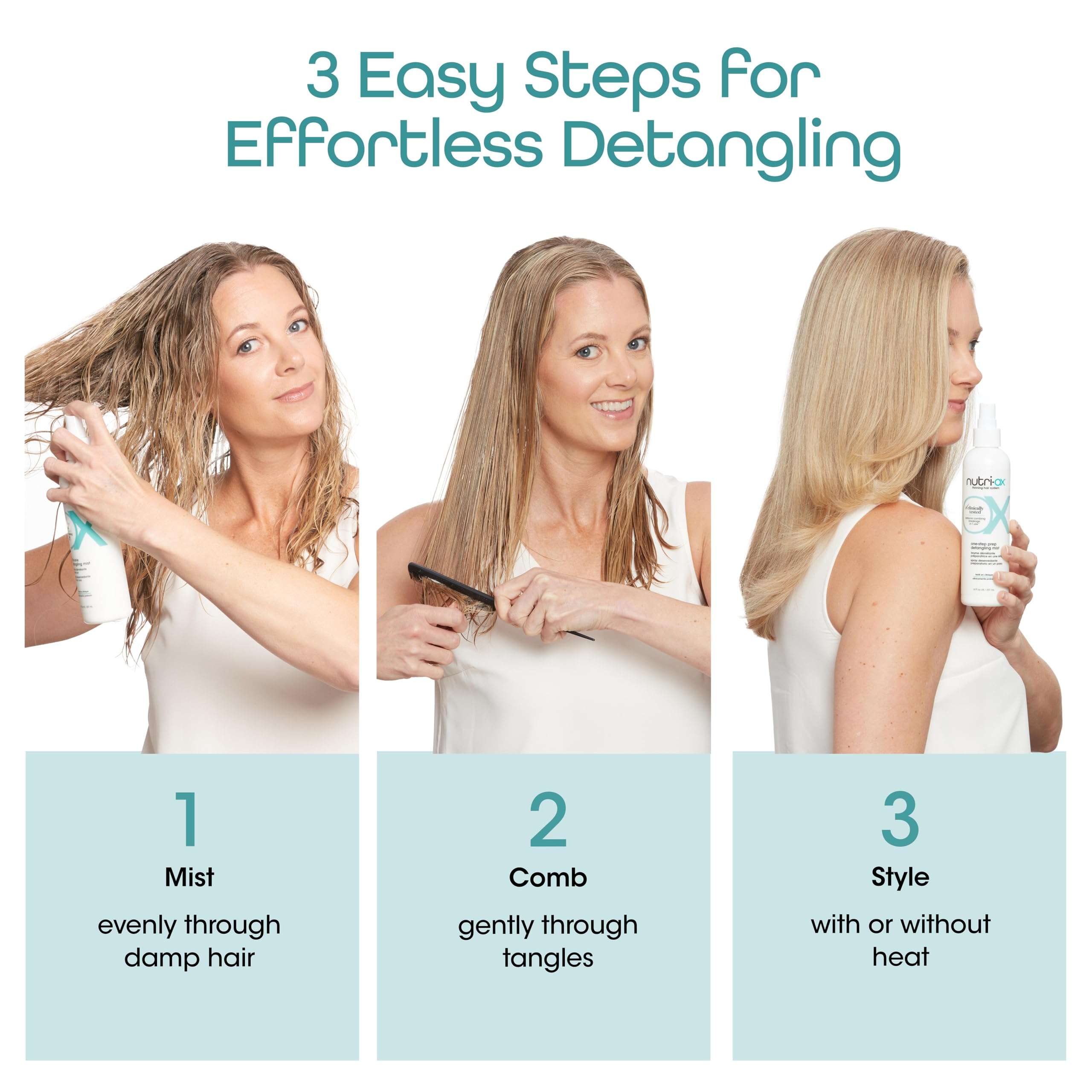 NUTRI-OX Gentle Shampoo & Conditioner & Tonic & Detangling Mist | For Normal Thinning Hair | Thicker, Fuller-Looking Hair | Clinically & Dermatologically Tested | Peppermint | Color-Safe | 15.2 Fl Oz 5