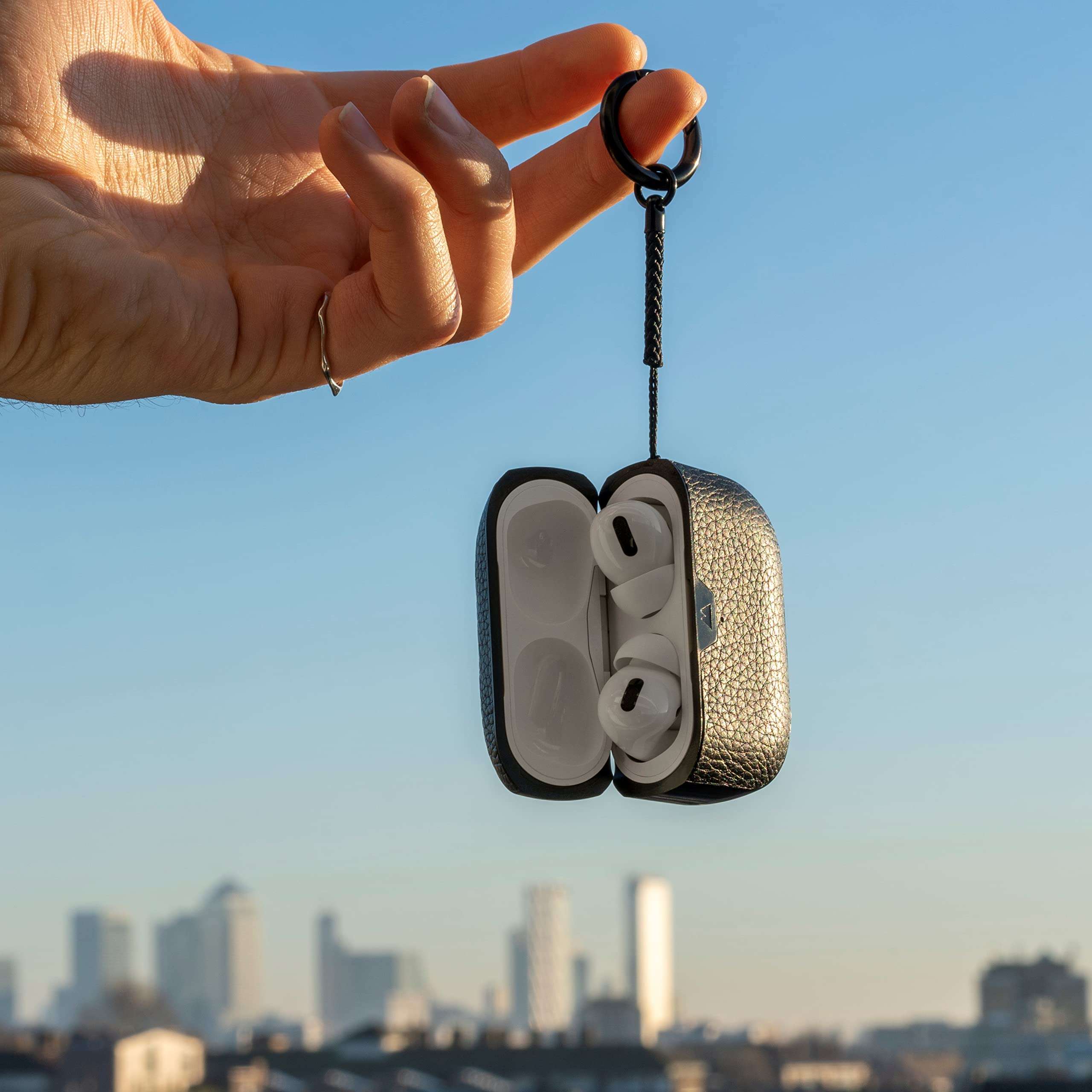 Mous – Protective Airpods Pro Case Cover with Keychain, Wireless Charging Compatible - Genuine Leather - Black – AirPods Pro Accessories 4