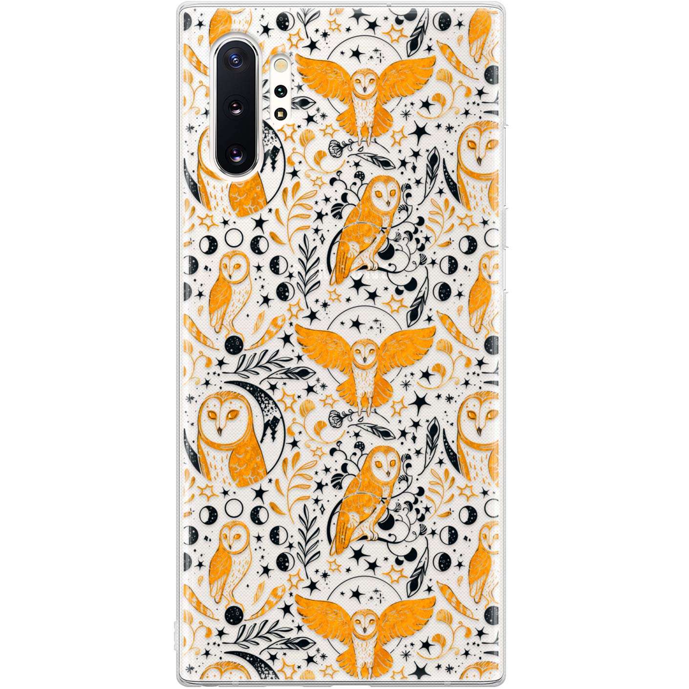 Lexary Altern TPU Case Compatible with Samsung Galaxy A72 A71 5G A70 A51 A50 A20 A11 A01 Gold Birds Slim Moon Phases Protective Silicone Boho Clear Cover Celestial Lightweight Print Barn Owls phh172 1