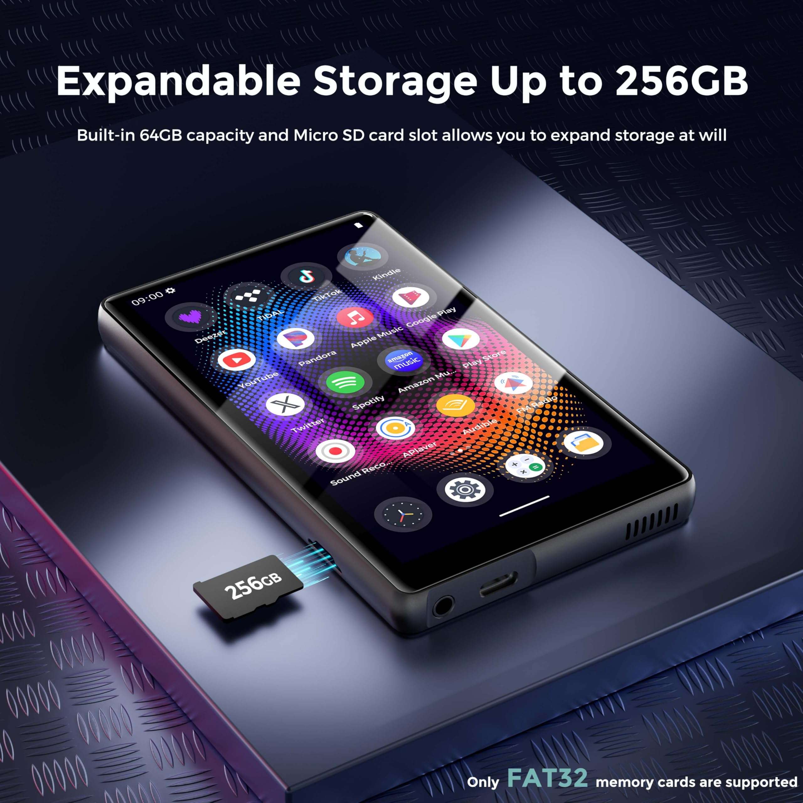 128GB MP3 Player with Bluetooth and WiFi，Music Video Player with Spotify Pandora,Amazon Music, 5" Touch Screen Android MP4 MP3 Player for Kids with Audible, YouTube, Spotify Kids,up to 256GB (Black) 6