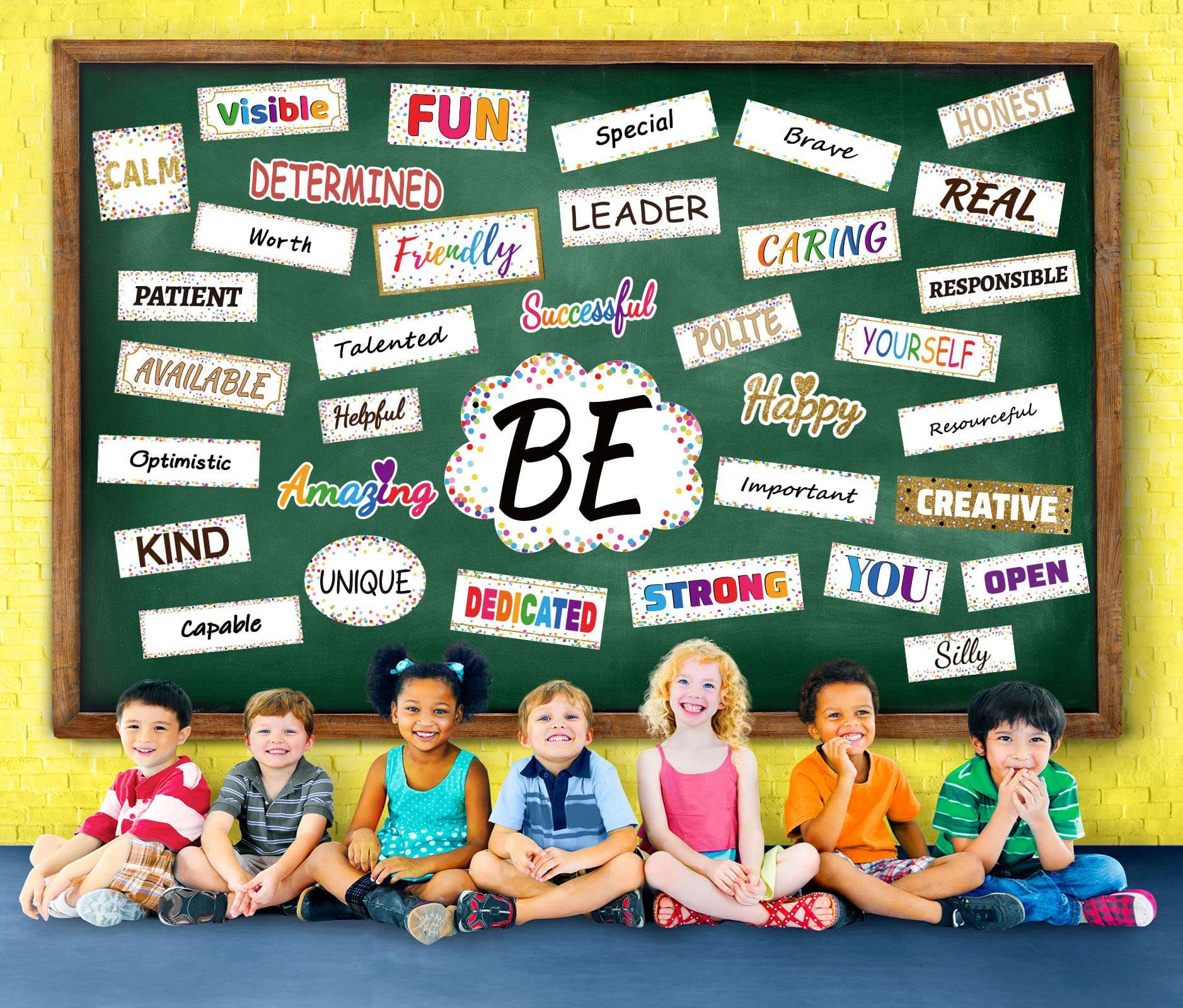 Back to School Confetti Classroom Decor Motivational Bulletin Board Set Decorations Positive Inspirational Quotes Paper Cutouts for Classroom School Office Home Door Wall Art Decoration 5