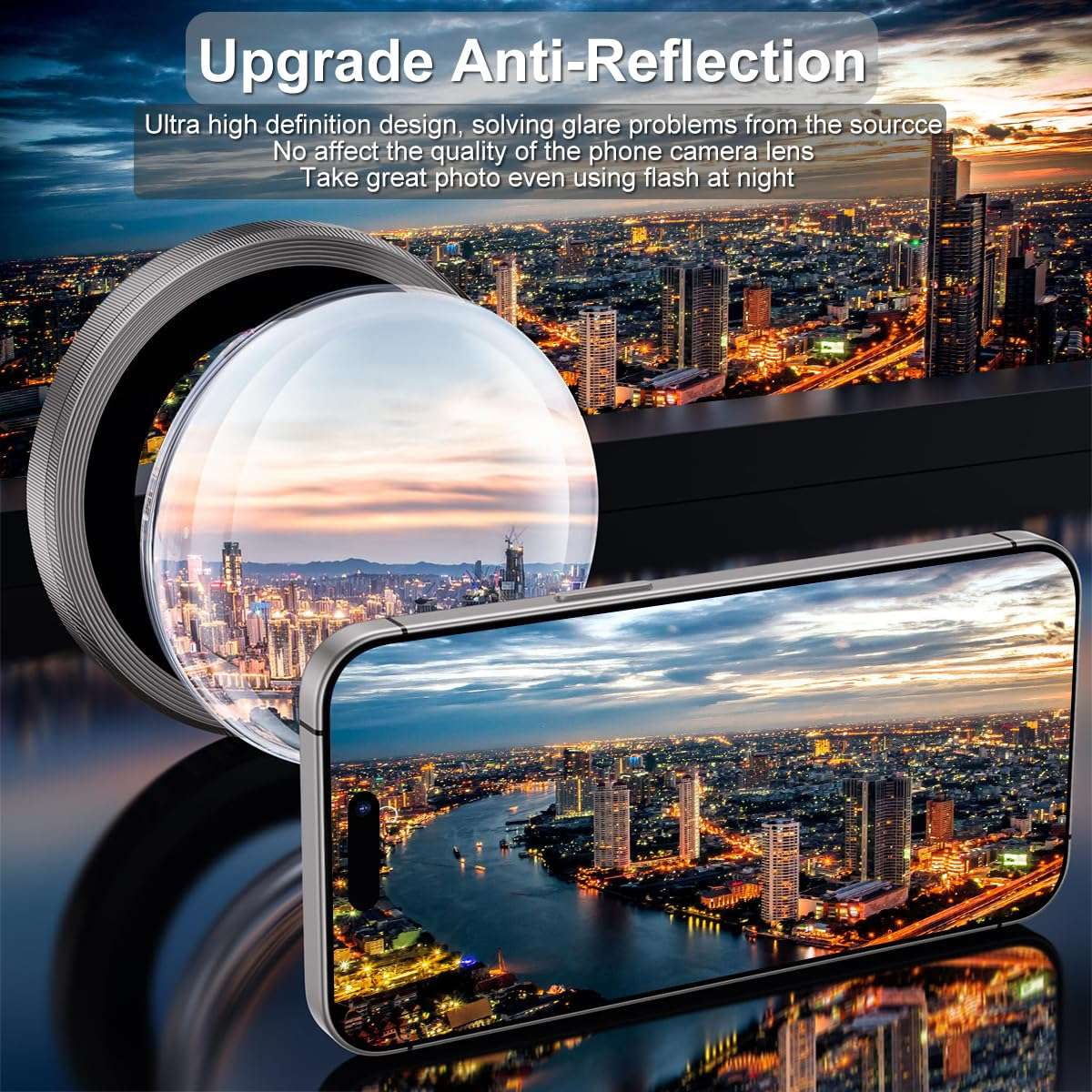 GLIMALL 3 Pack Screen Protector for iPhone 15 pro with 3 Pack Camera Lens Protector, HD Tempered Glass, 9H Hardness, Full Coverage, Scratch-Resistant, Waterproof, Bubble-Free 3