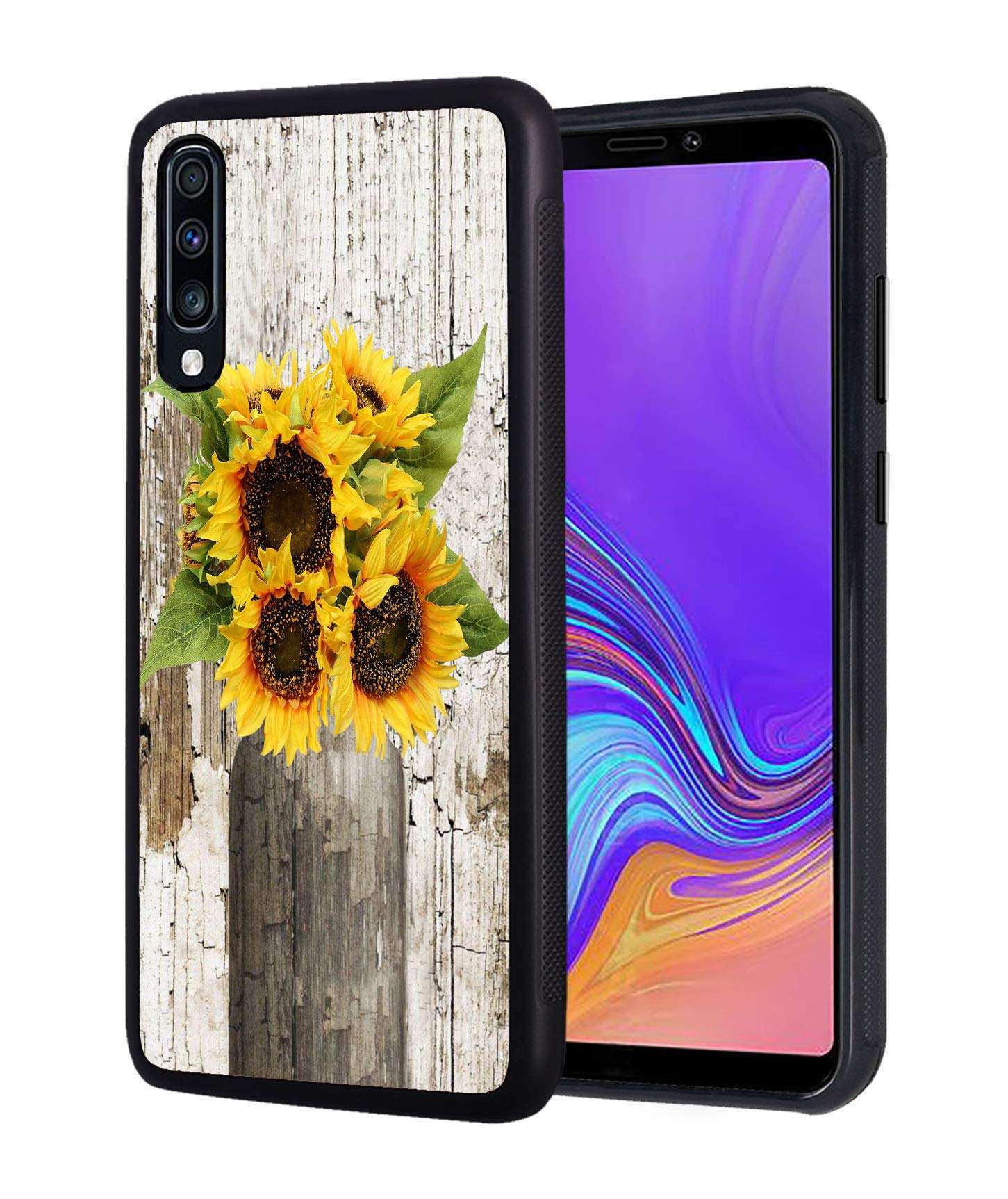 Galaxy A10E Case, Slim Anti-Scratch TPU Rubber Protective Case Cover for Samsung Galaxy A10E (2019) - Rustic Floral Country Farmhouse Sunflower 1