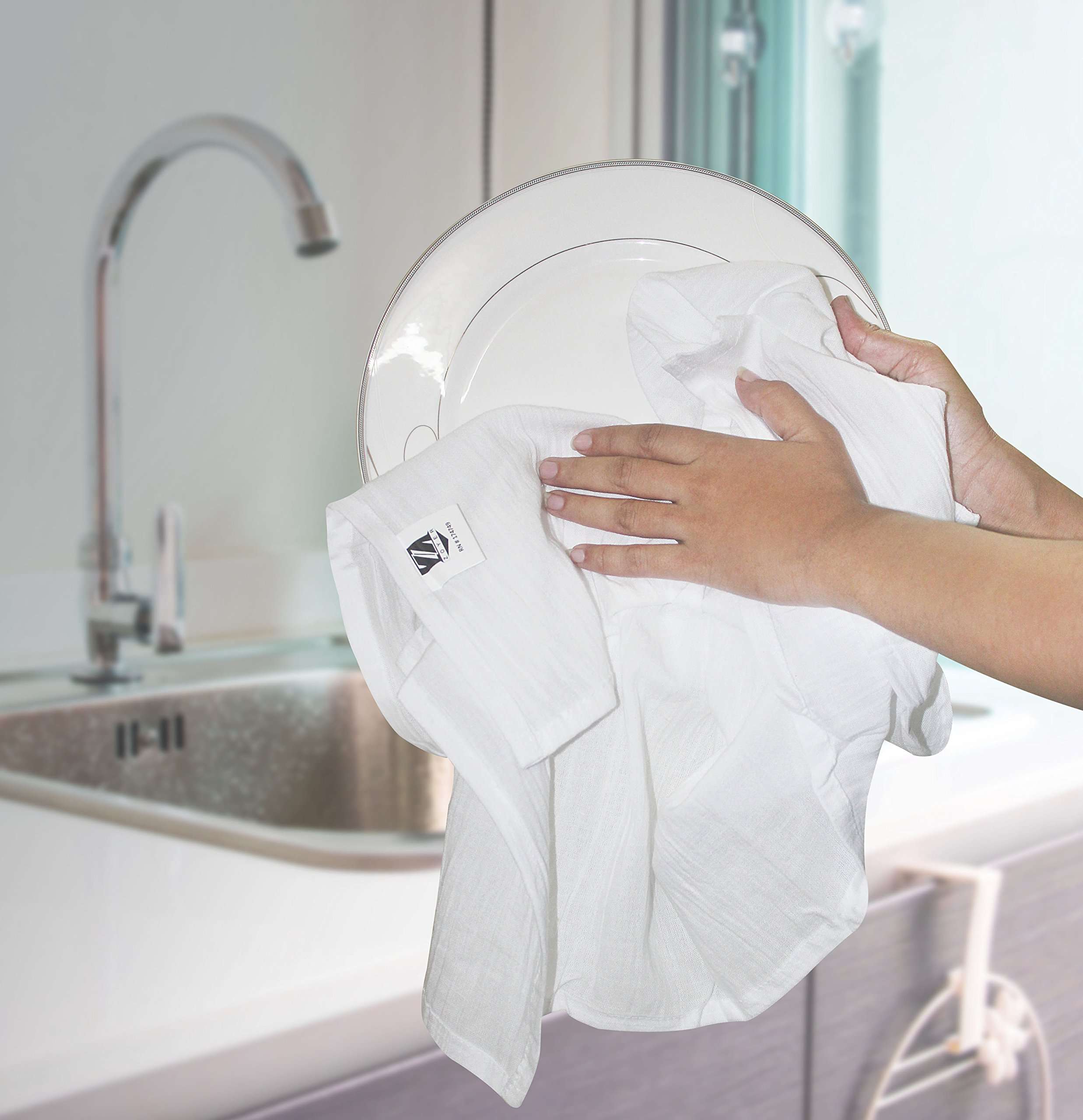 ZOYER Flour Sack Dish Towels (12 Pack) - Cotton Dish Towels 28x28 Inch Kitchen Towels Pure Ring Spun Cotton Multi-Purpose Absorbent Bar Towels 4