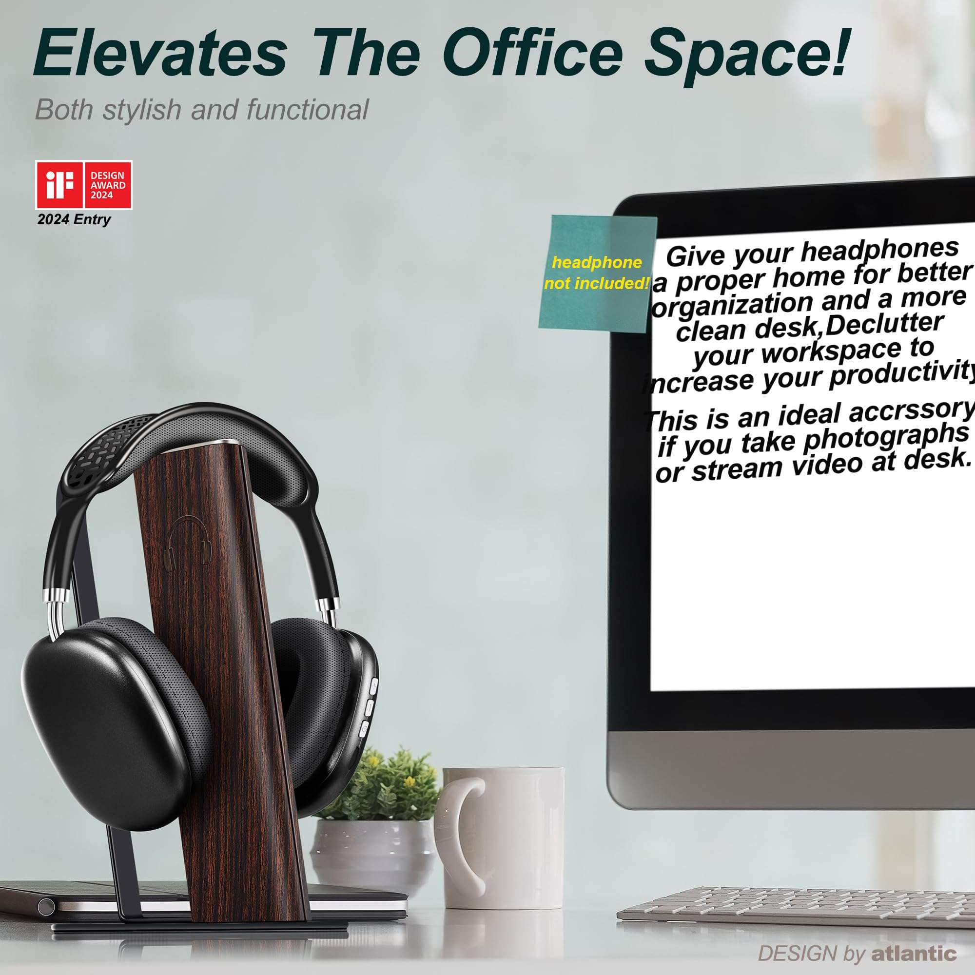 Gunking Luxury Headphone Stand,Headset Stand,Headphone Holder for Desk,Gaming Headset Holder. 4