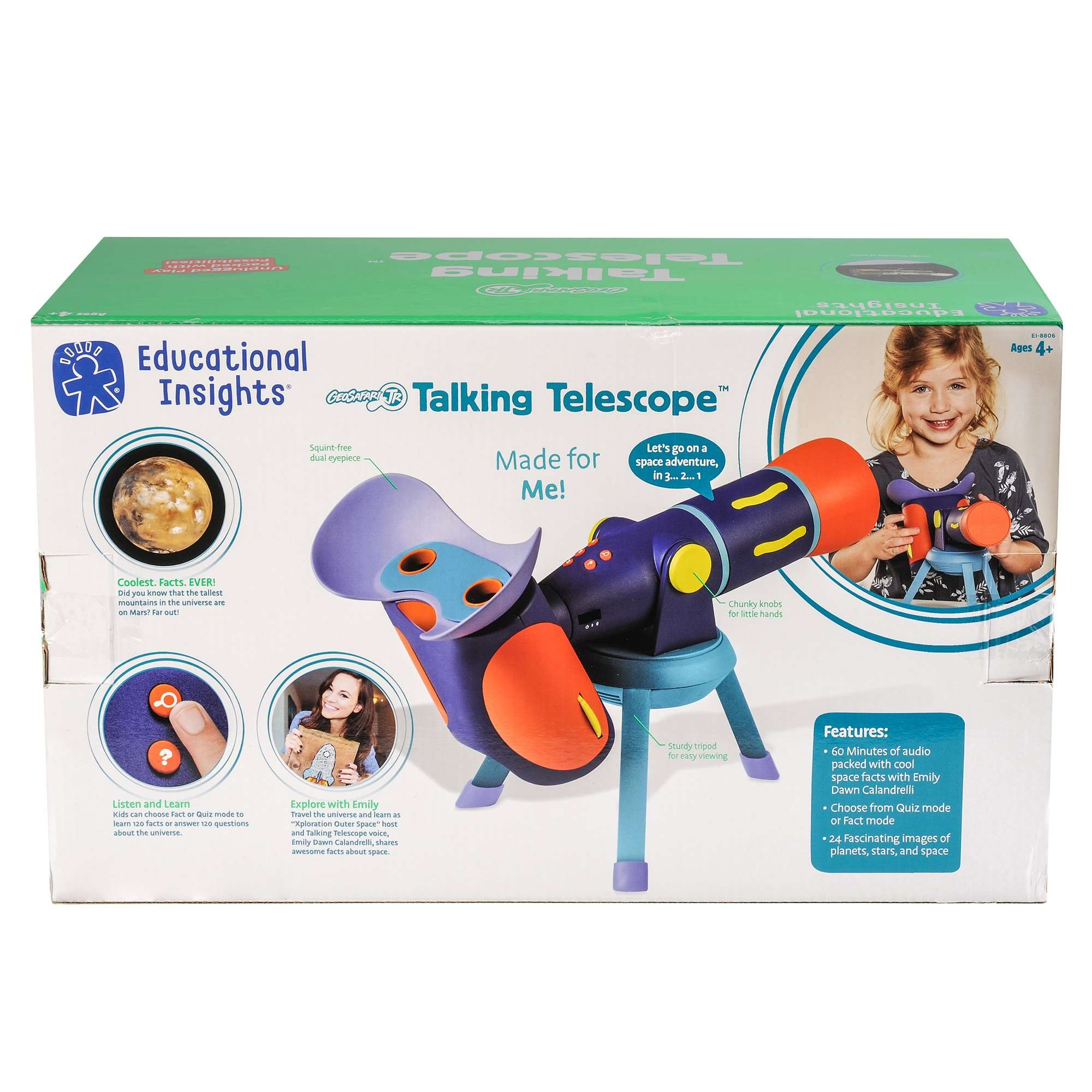 Educational Insights GeoSafari Jr. Talking Telescope (English & Asian Audio Version) - Telescope for Kids, STEM Toys, Interactive Learning for Kids Ages 4+, Space Toys for Kids 6