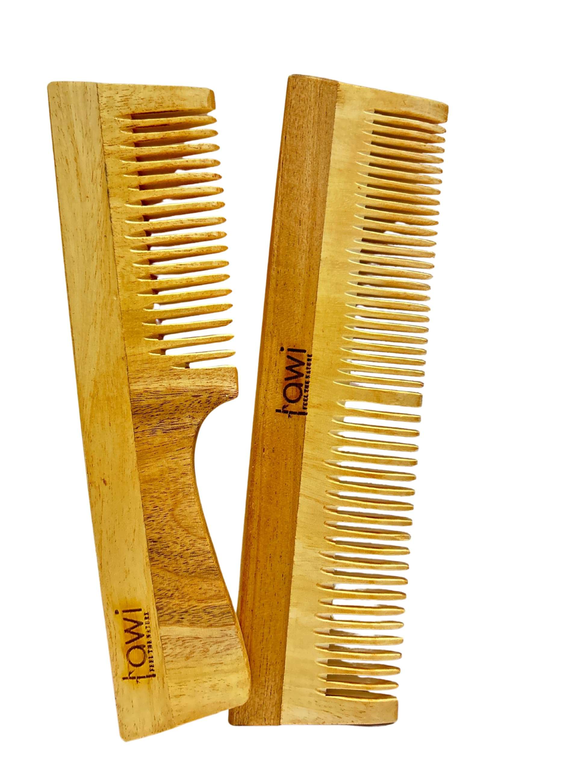 Awi Kacchi Neem Wooden Comb - Soaked In Neem Oil For Multi-Actions - Detangling, Frizz Control & Shine,Suited for Hair Growth, Hair fall & Dandruff Control For All Hair Types