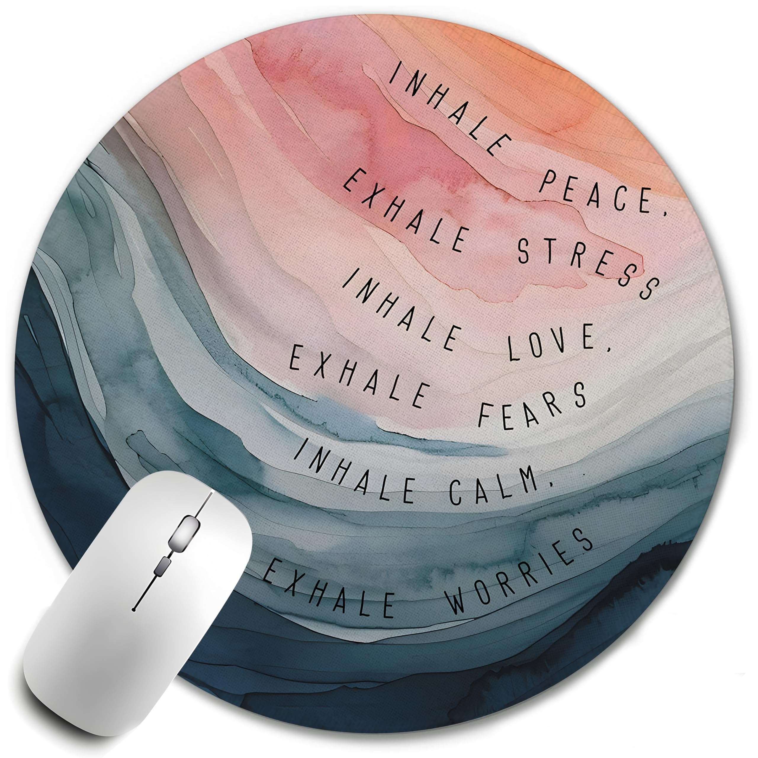 WOOGCHEIR Inspirational Mouse Pad ，Calming Ocean Theme Mousepad Mouse Mat with Non-Slip Rubber Base for Home Office Desk Accessories,Aesthetic Office Supplies,7.9x7.9 Inch 1