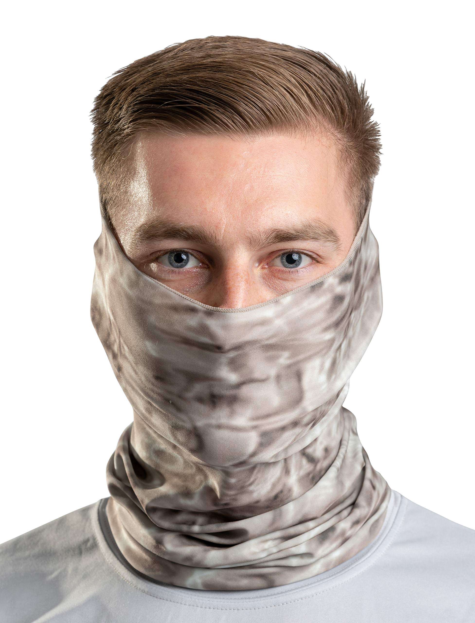 Aqua Design Fishing Sun Mask Camo Multipurpose Face Wind Sun Protection Head Tube Sizes Youth to Adult XL Fishing Hunting Gaiter,Pacific Sand,Large 3