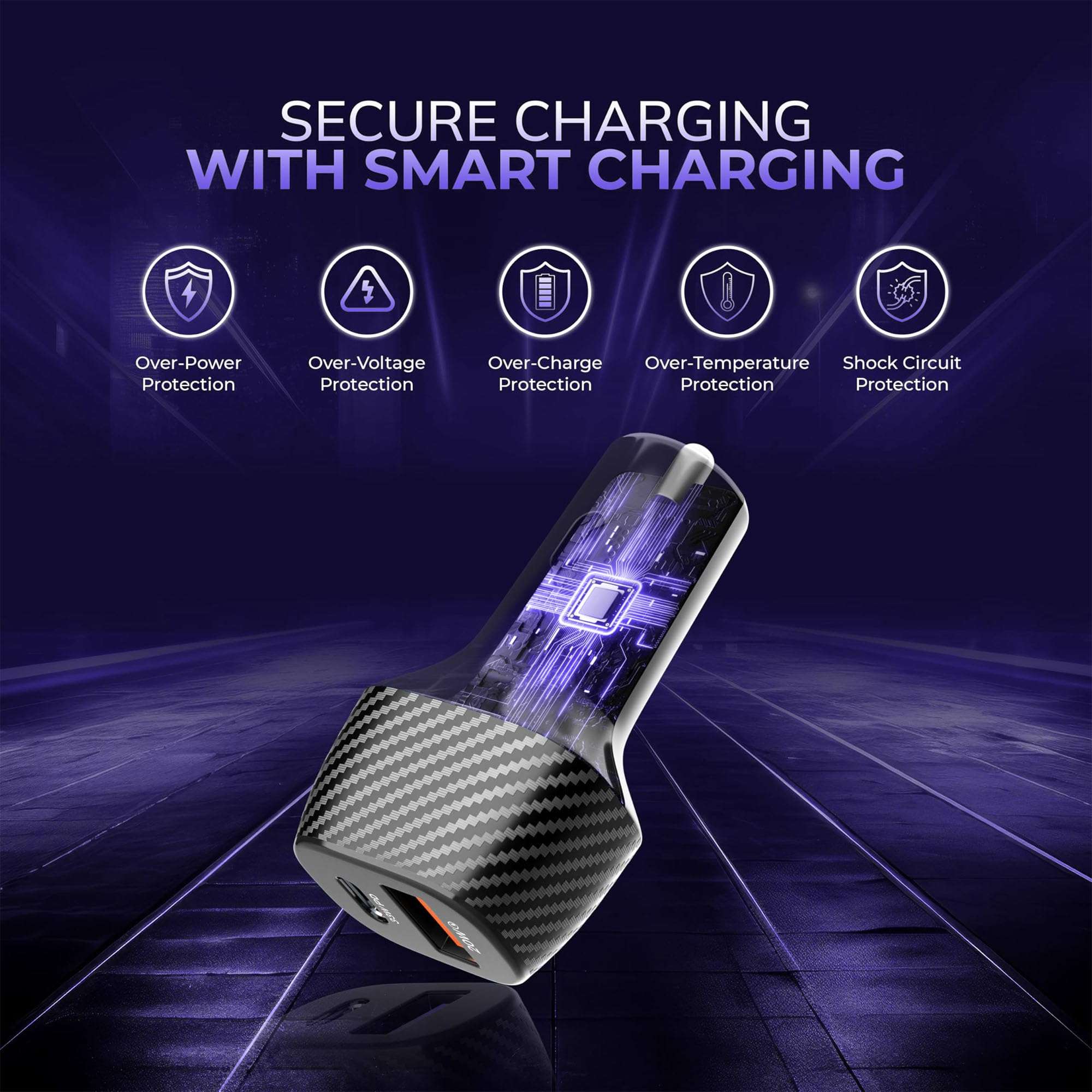 DR VAKU® TROSVOLT 53W Car Charger Fast Charging Dual Port Type C PD QC PPS 3.0 USB Car Mobile Laptop Adapter for iPhone 16/15/14/13 etc., Samsung All Series, Tablets, & Android Smartphones- Black 5