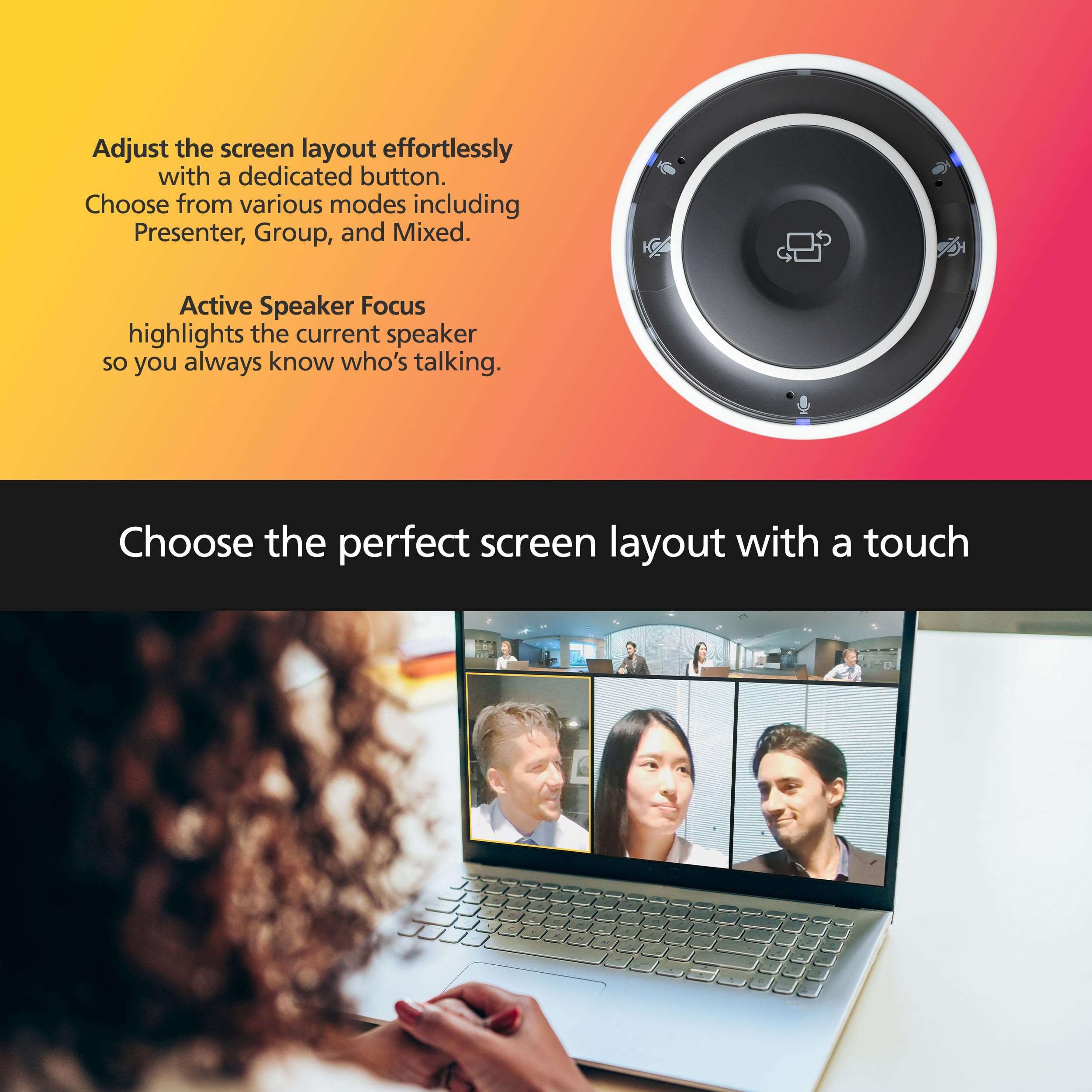 RICOH Meeting 360 3-in-1 Video Conferencing Device | 360 Degree Panoramic View with Active Speaker Detection & Focus | 3 Mics with Background Noise Reduction | 3X 8W Speakers | USB-C Bus Powered 5