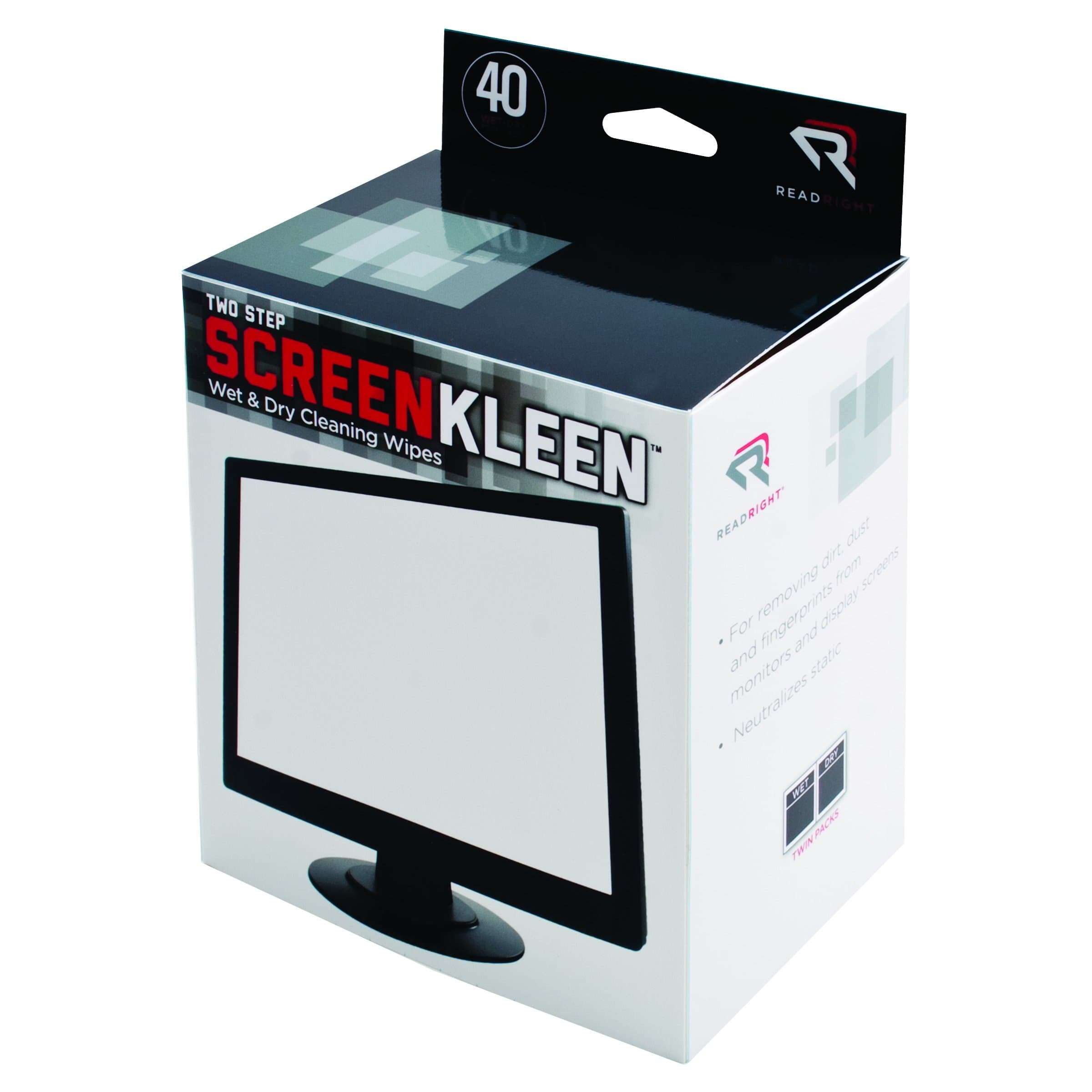 Read Right Kleen and Dry Screen Cleaning Wipes, 40 Twin Wipe Packs per Box (RR1305) 1