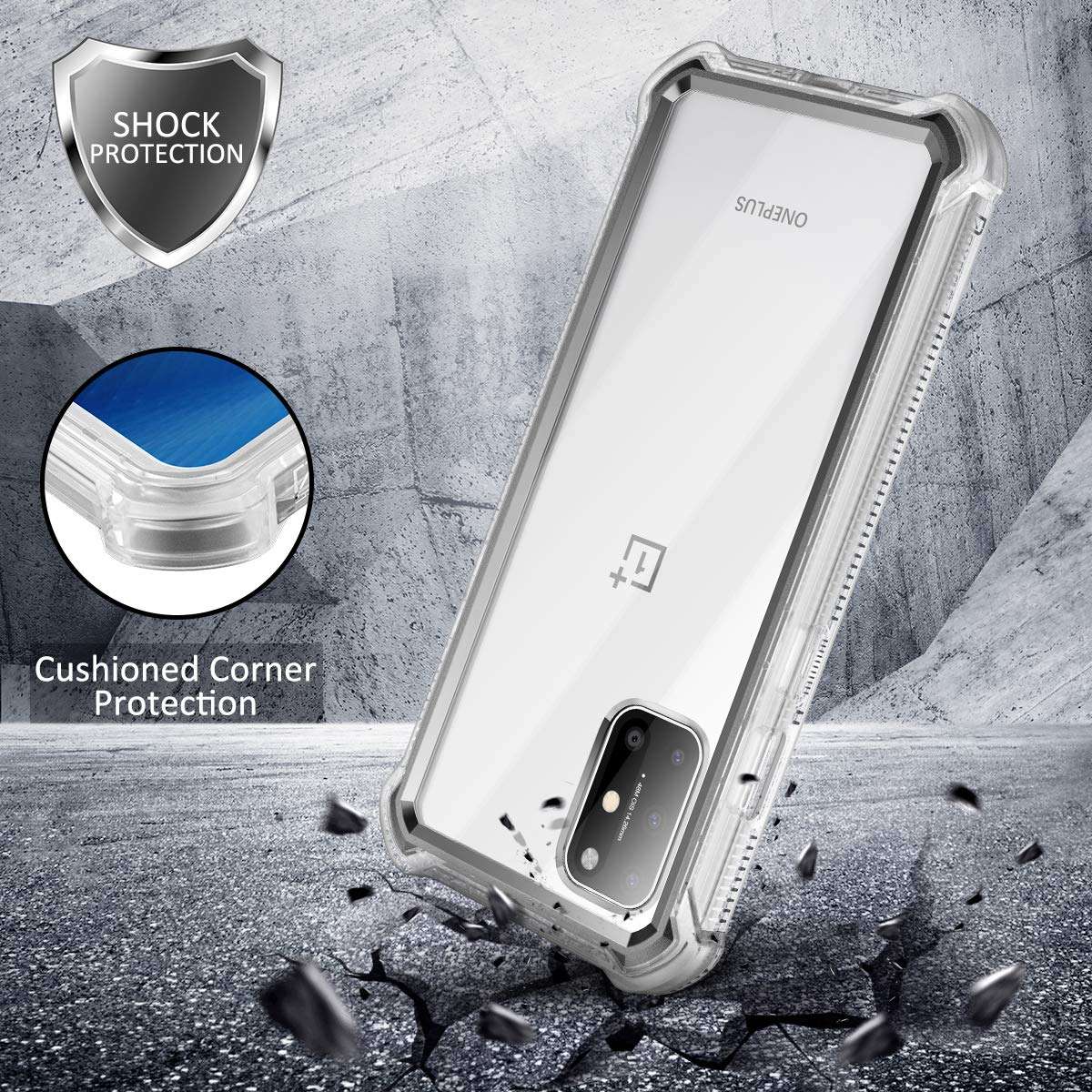 Dexnor for OnePlus 8T Case with Screen Protector Clear Rugged Full Body 360 Protective Shockproof Hard Cover Defender Dual Layer Heavy Duty Bumper Case for Women/Men - Gray 5