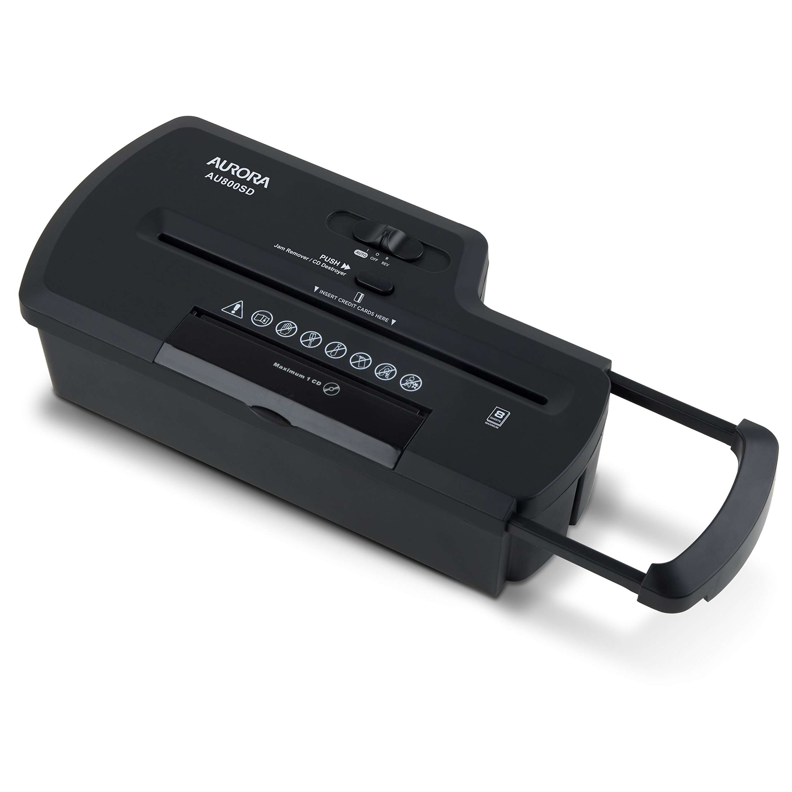 Aurora AU800SD Professional Strip Cut Paper Shredder/CD/Credit Card Shredder Without Wastebasket, 8-Sheet Strip-Cut No Basket, Black 2