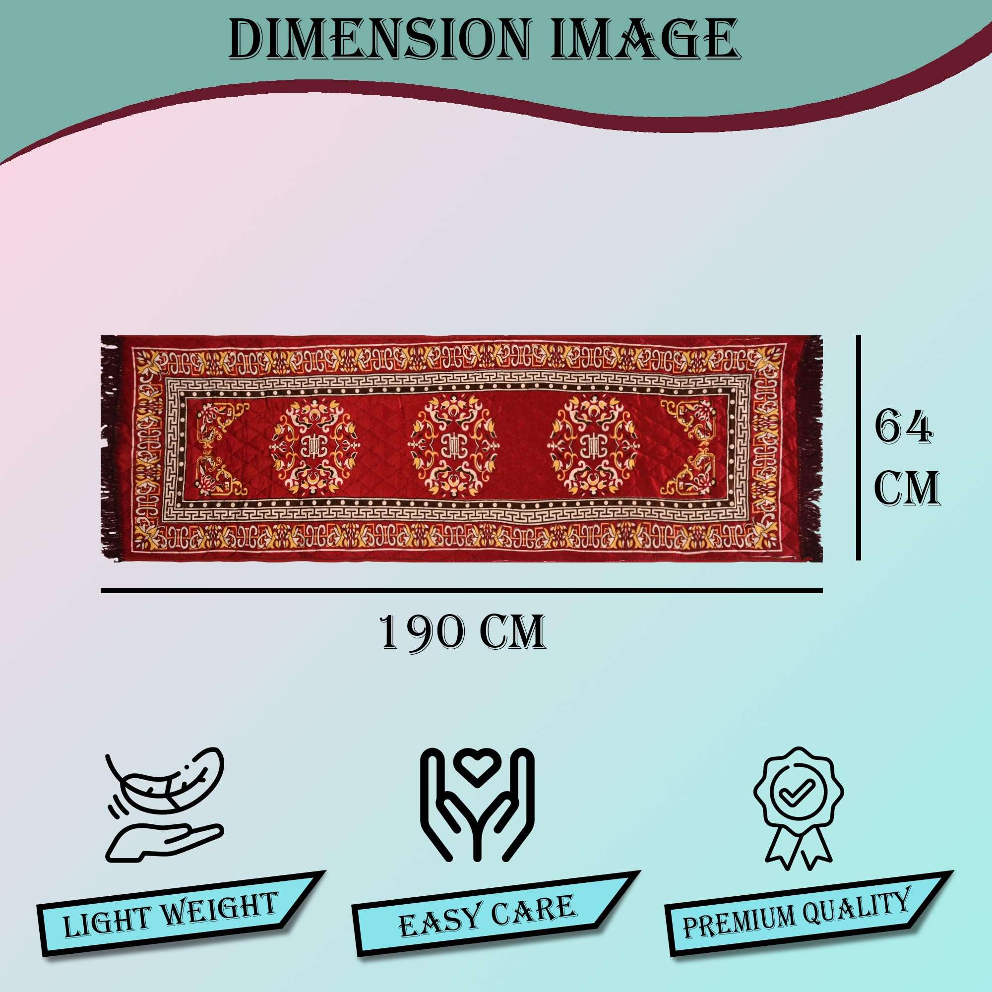 Kuber Industries Bed Side Runner (6x2 Ft) Long Prayer-Yoga Mat | Velvet Bedside Floor Mat | Rug For Living Room | Kitchen Carpet For Floor | Rangoli Design- Maroon 4