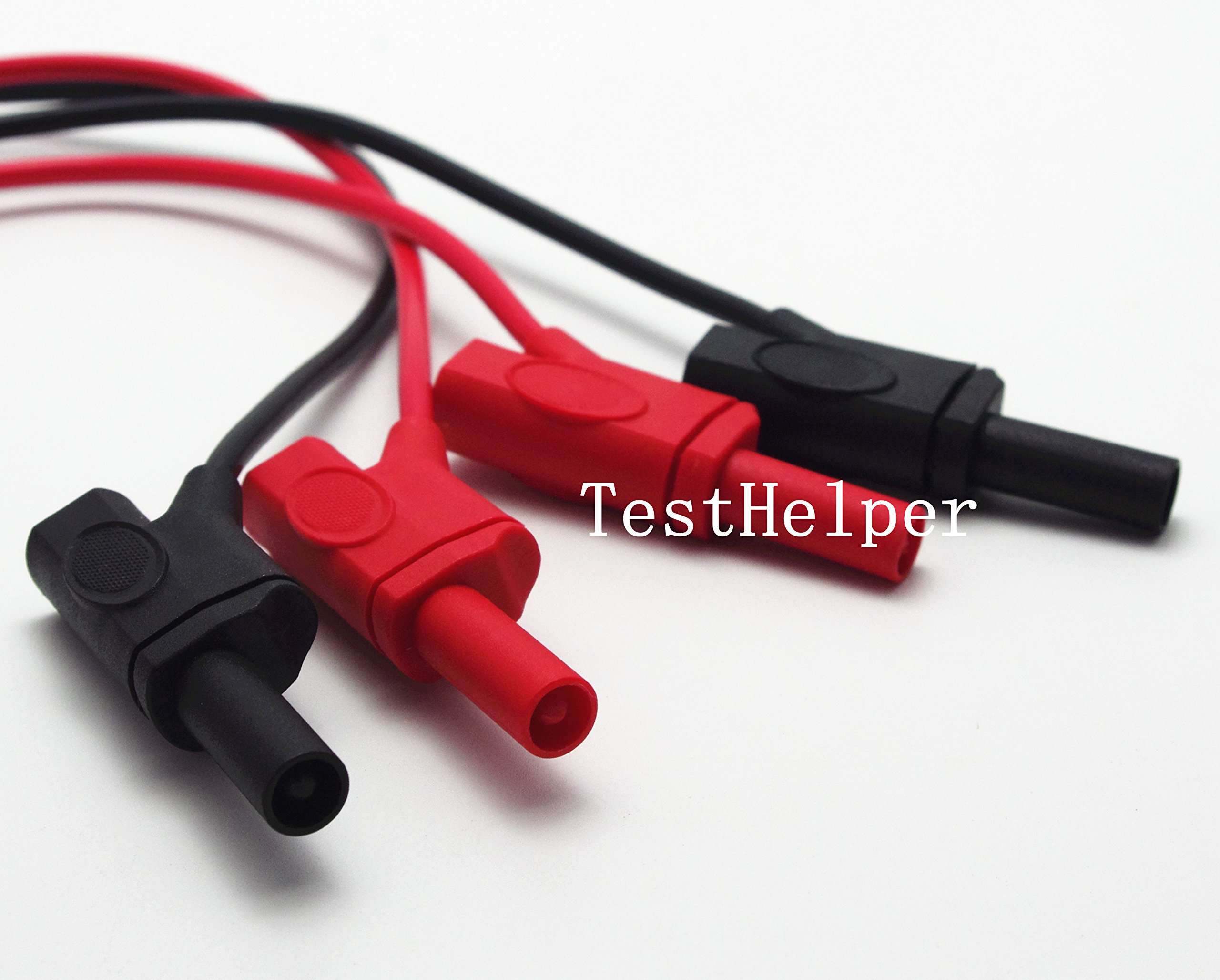 TestHelper 1M/3feet/39in PVC Test Leads with Stackable Shrouded Gold Plated Banana Plugs Red+Black 3