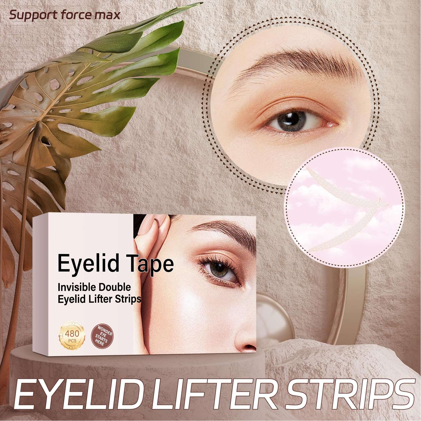 Eyelid Lifter Strips-480Count Invisible Eyelid Tape-Eyelid Tape for Hooded Eyes Invisible, Instant Surgery-Free Eye Lift for Uneven or Single Eyelids, Say Goodbye to the Hood, Sagging Eyelids 3