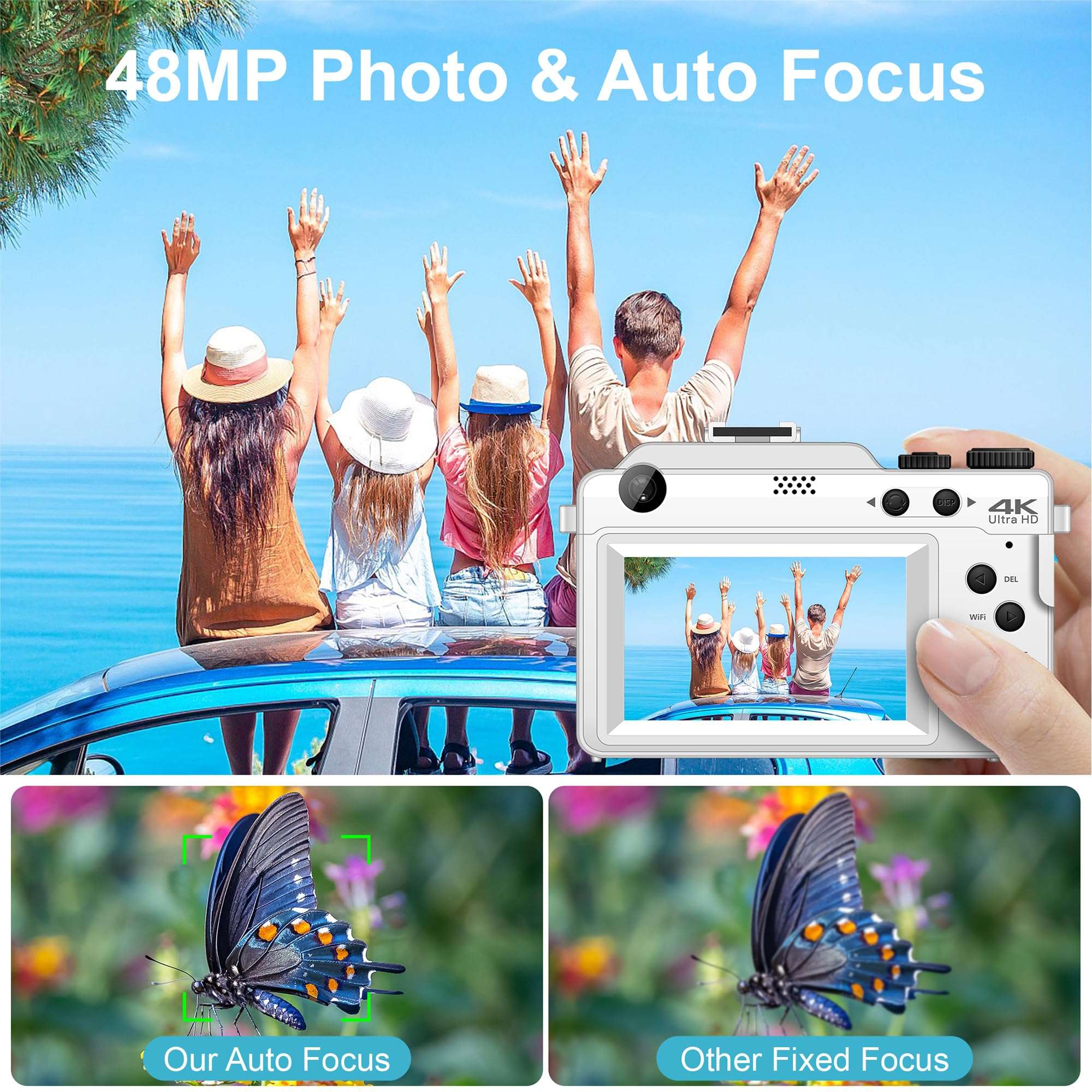 Cameras for Photography, 4K Digital Camera, 48MP Cameras for YouTube with Dual Camera, Point and Shoot Digital Cameras with Autofocus 18X Digital Zoom Vlogging Camera for Teens Beginners 3